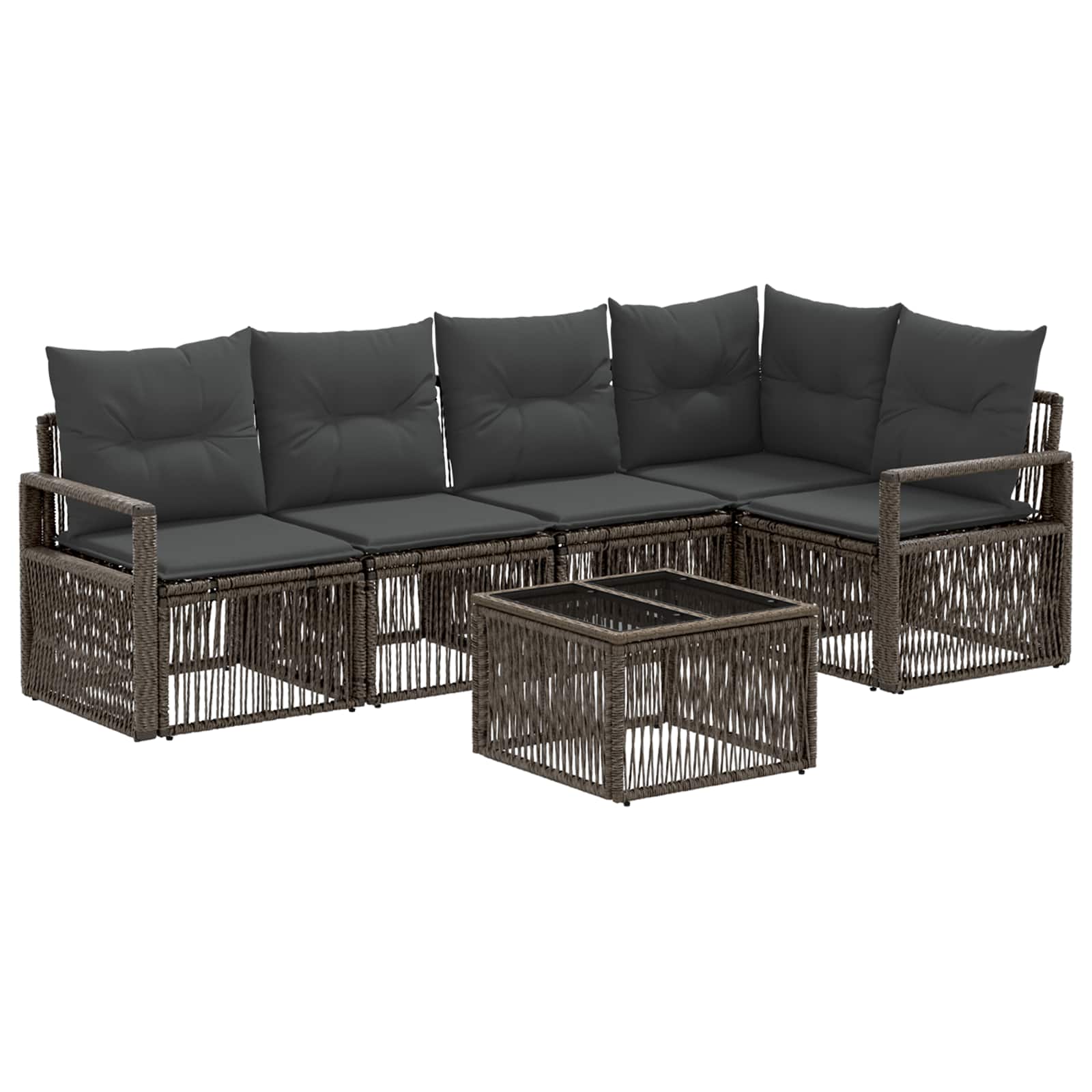 Gartensofa-set 6 stk. Grau Poly-Rattan