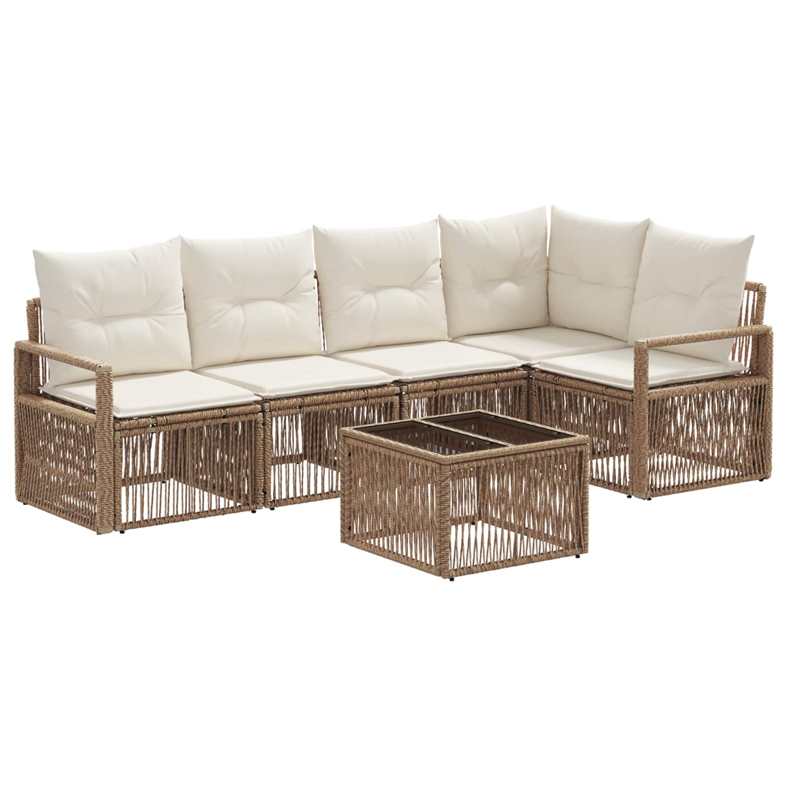 Gartensofa-set 6 pcs Beige Poly-Rattan