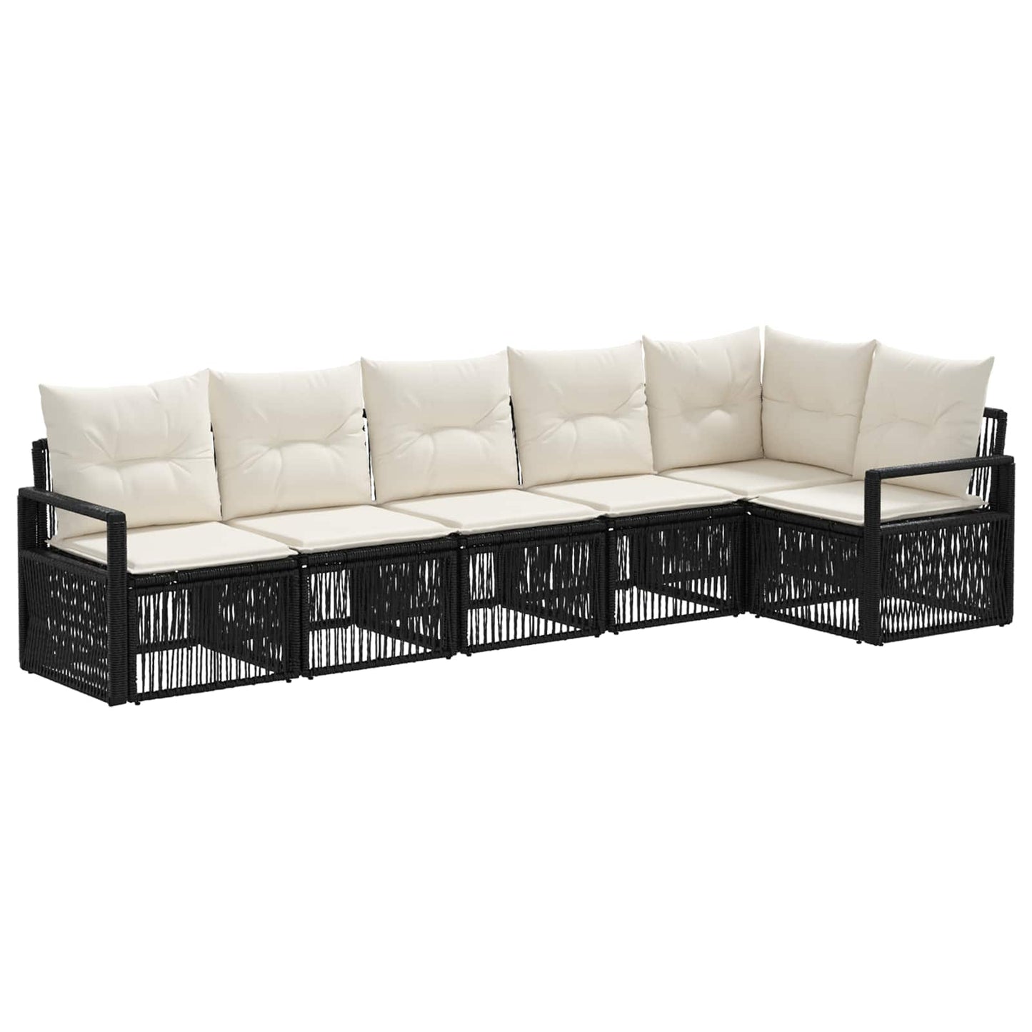 Gartensofa-set 6 stk. Schwarz Poly-Rattan