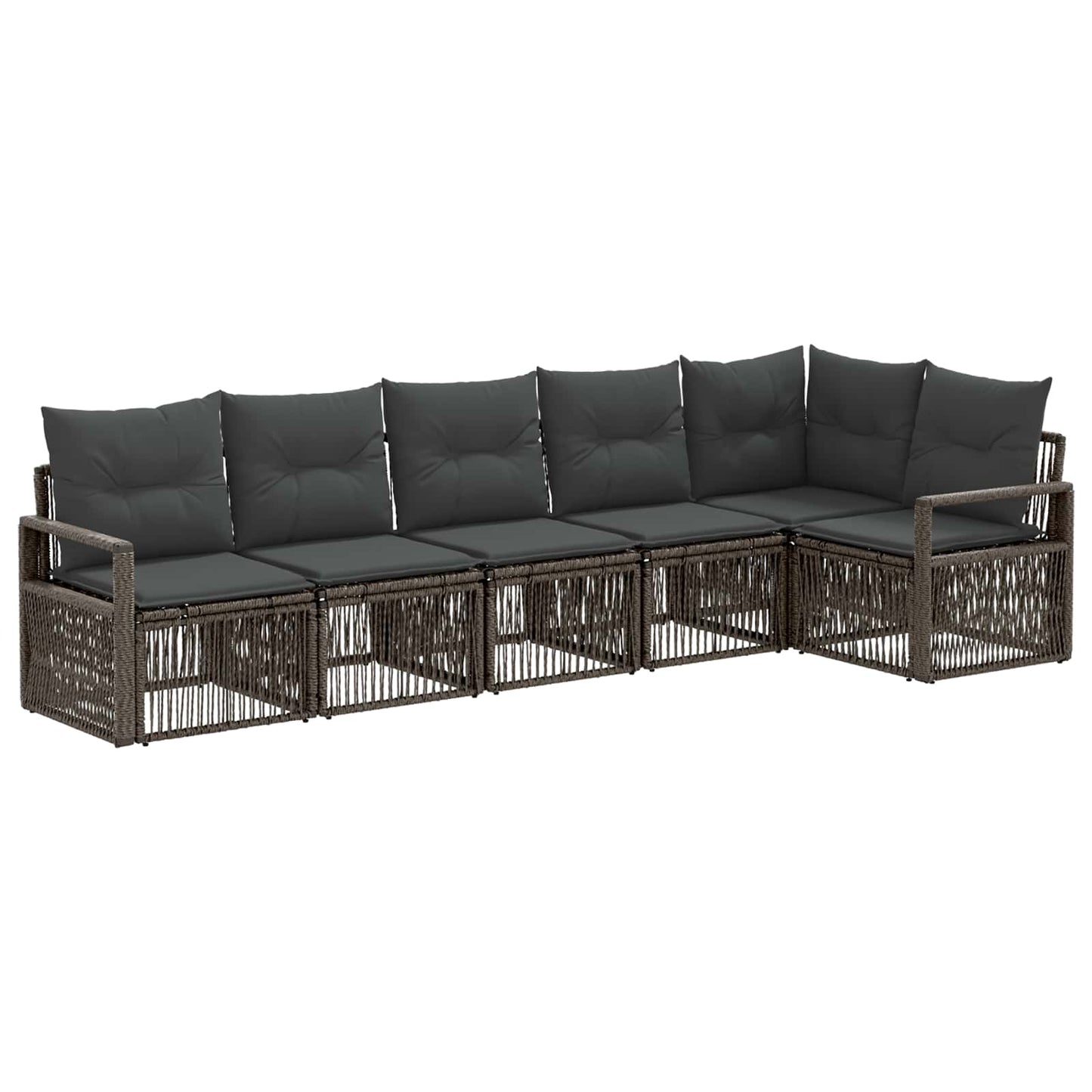 Gartensofa-set 6 pcs Grau Poly-Rattan