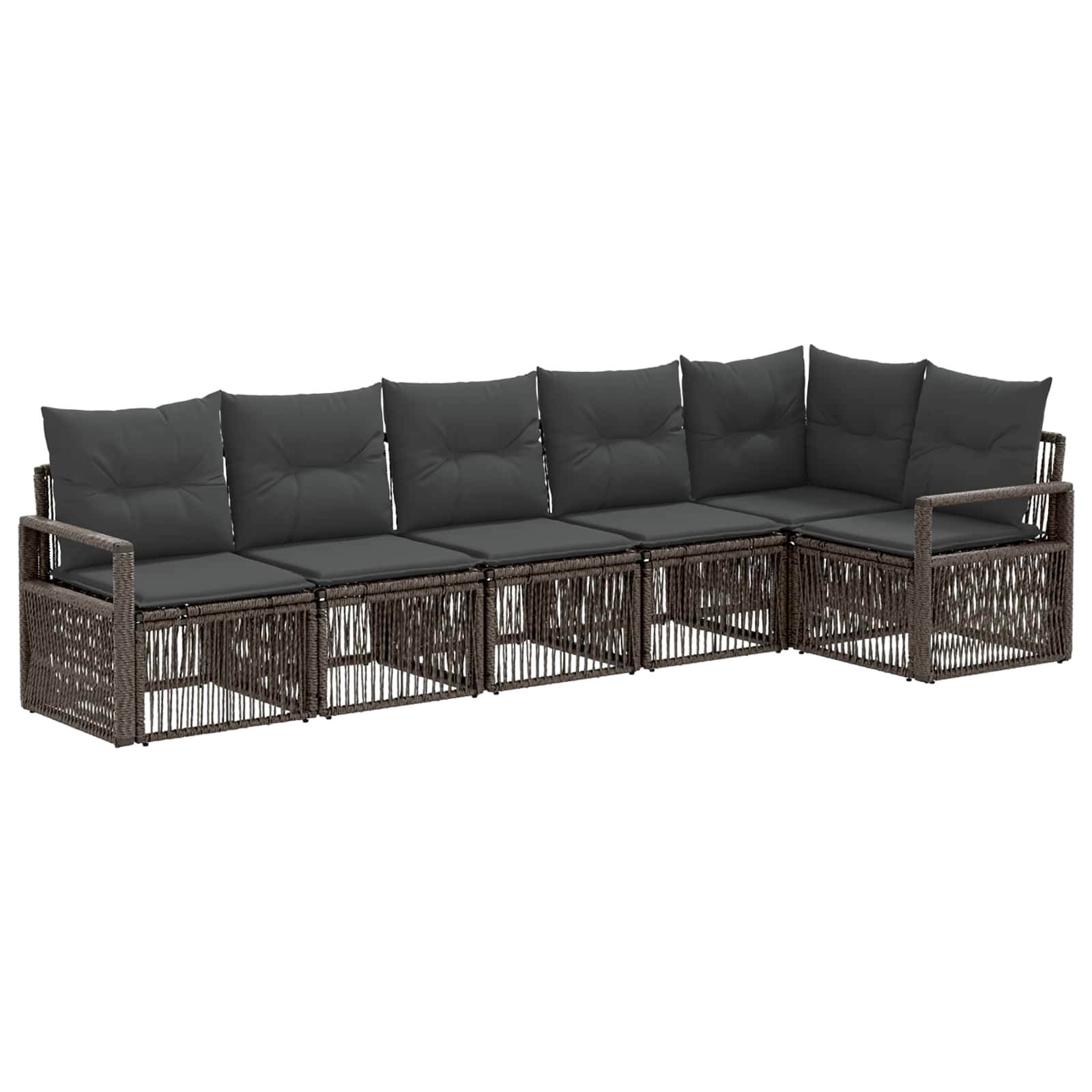 Gartensofa-set 6 pcs Grau Poly-Rattan