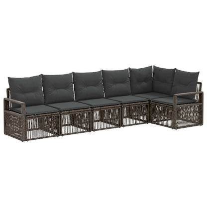 Gartensofa-set 6 stk. Grau Poly-Rattan