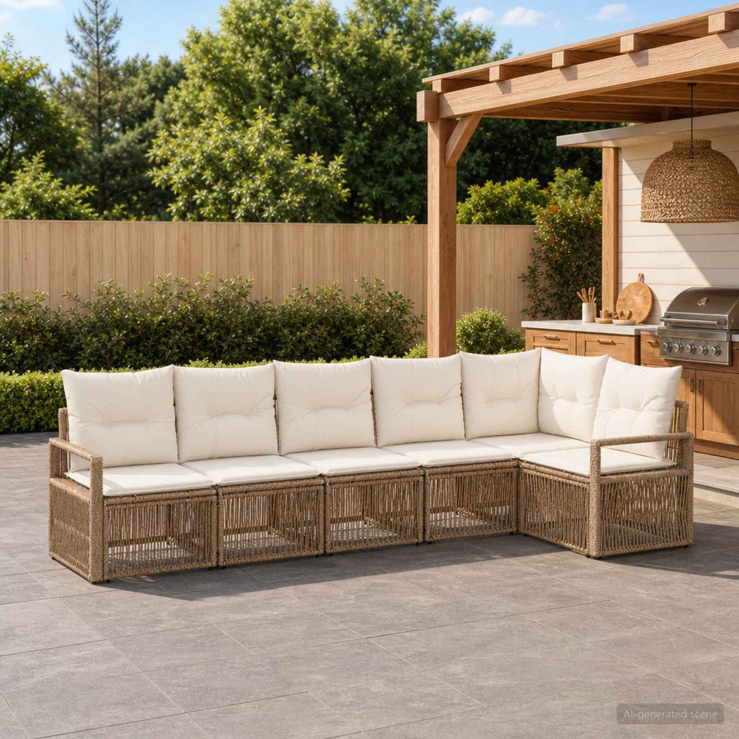 Gartensofa-set 6 pcs Beige Poly-Rattan