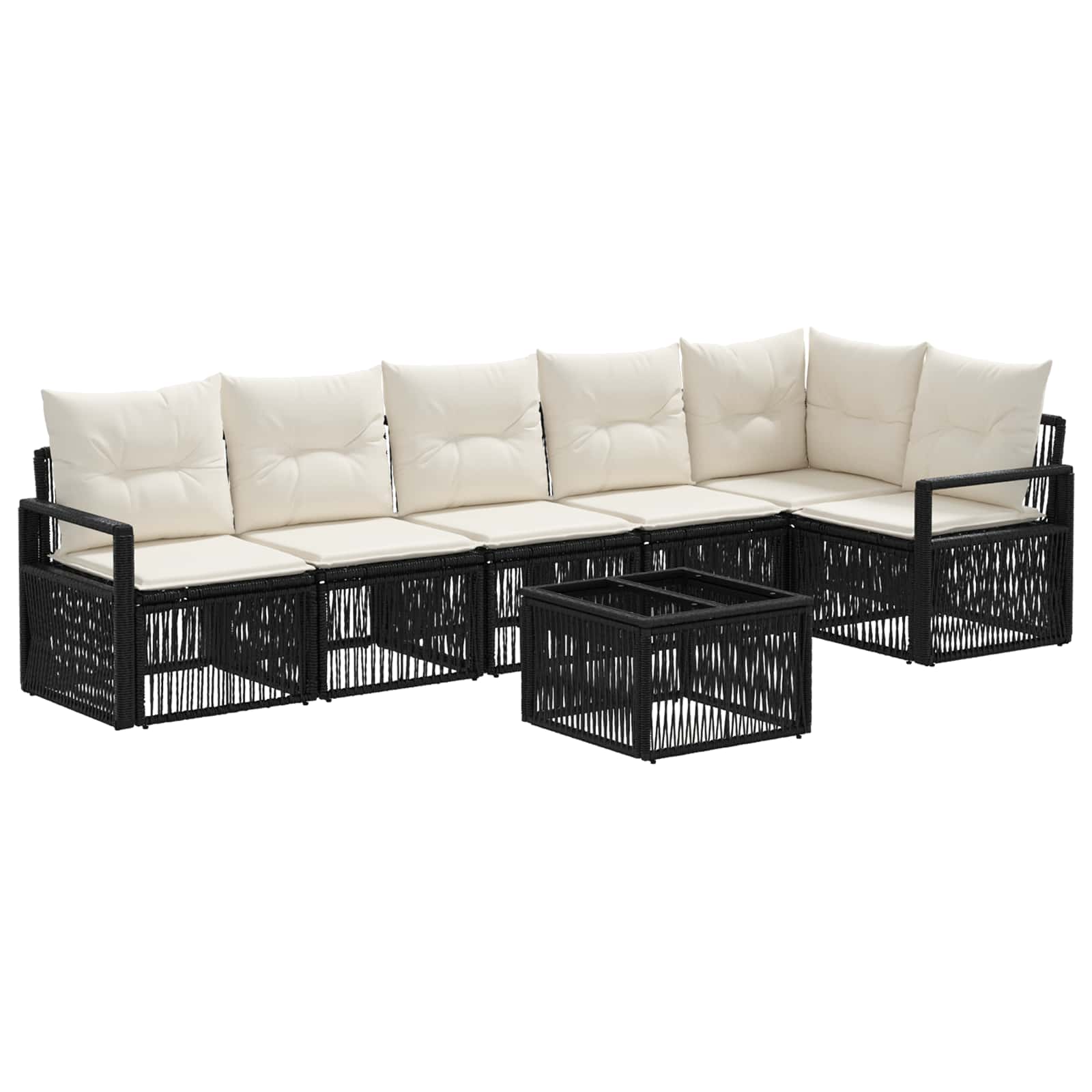 Gartensofa-set 7 stk. Schwarz Poly-Rattan