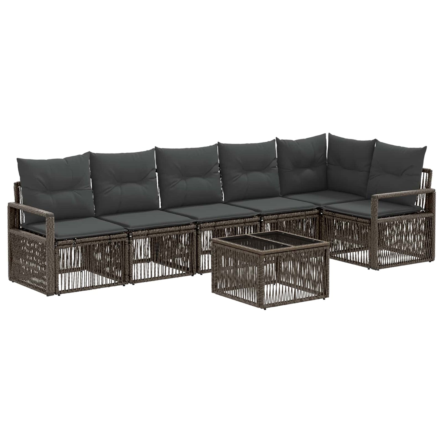 Gartensofa-set 7 stk. Grau Poly-Rattan