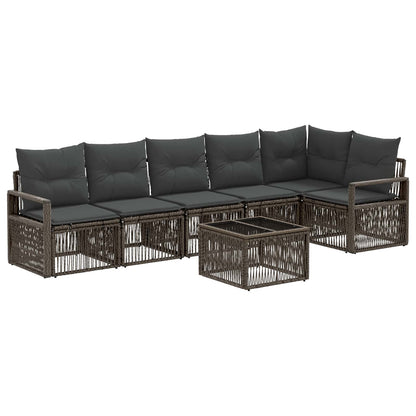 Gartensofa-set 7 stk. Grau Poly-Rattan
