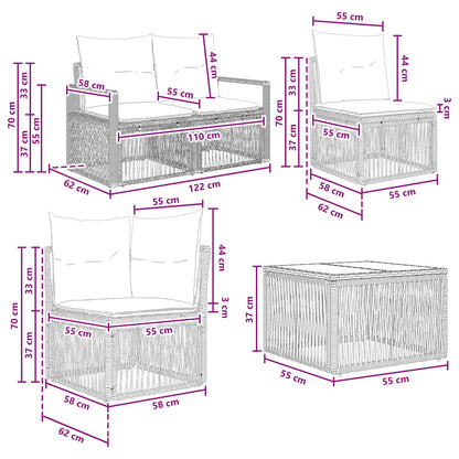 Gartensofa-set 7 stk. Grau Poly-Rattan