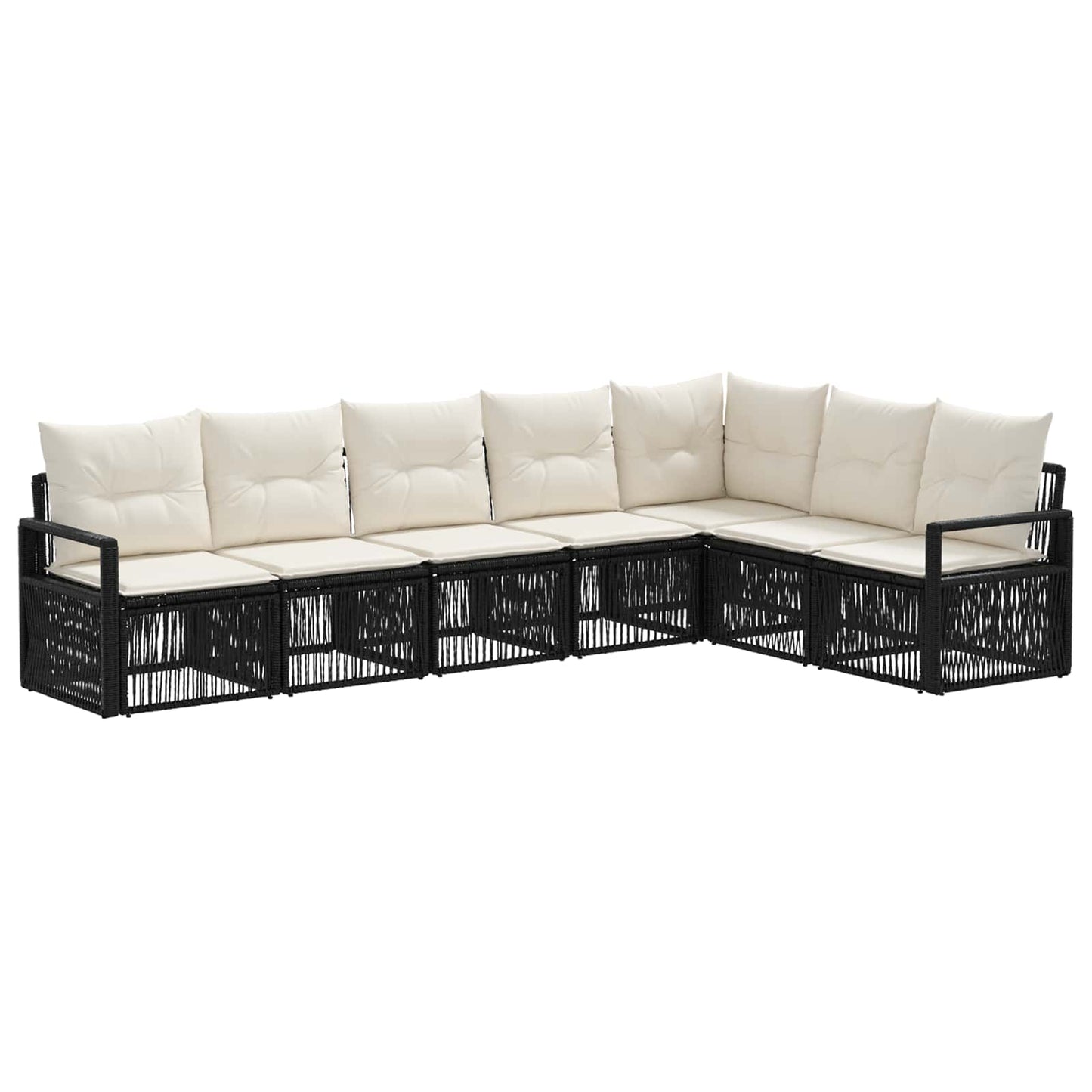 Gartensofa-set 7 stk. Schwarz Poly-Rattan