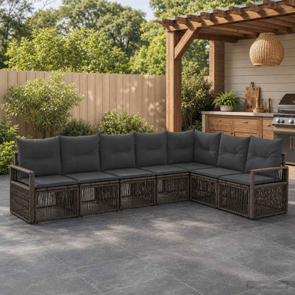 Gartensofa-set 7 stk. Grau Poly-Rattan