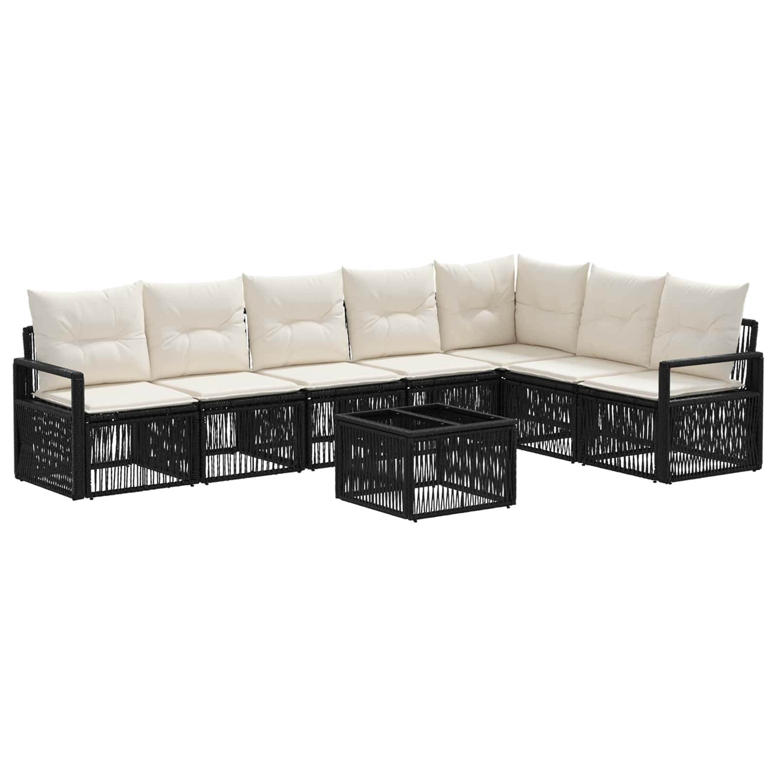Gartensofa-set 8 stk. Schwarz Poly-Rattan