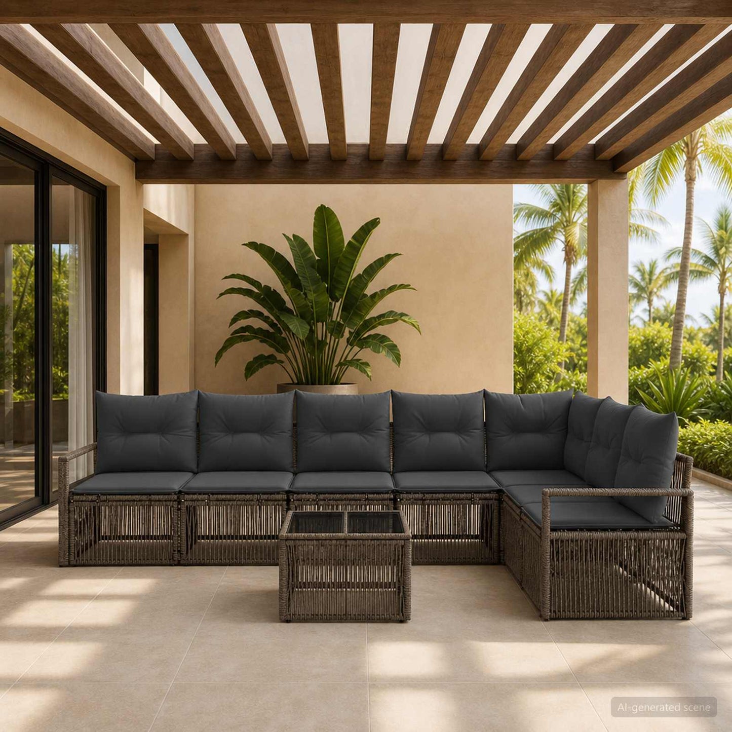Gartensofa-set 8 stk. Grau Poly-Rattan