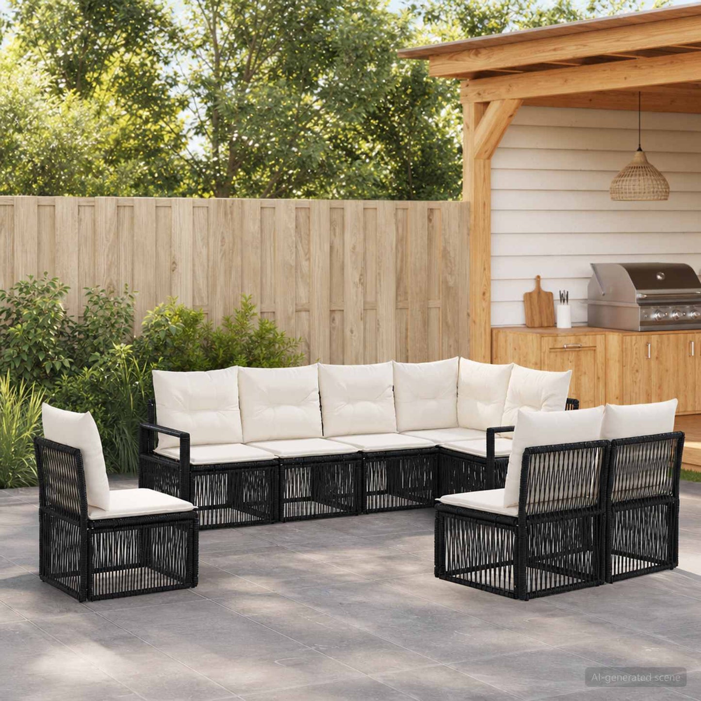 Gartensofa-set 8 stk. Schwarz Poly-Rattan