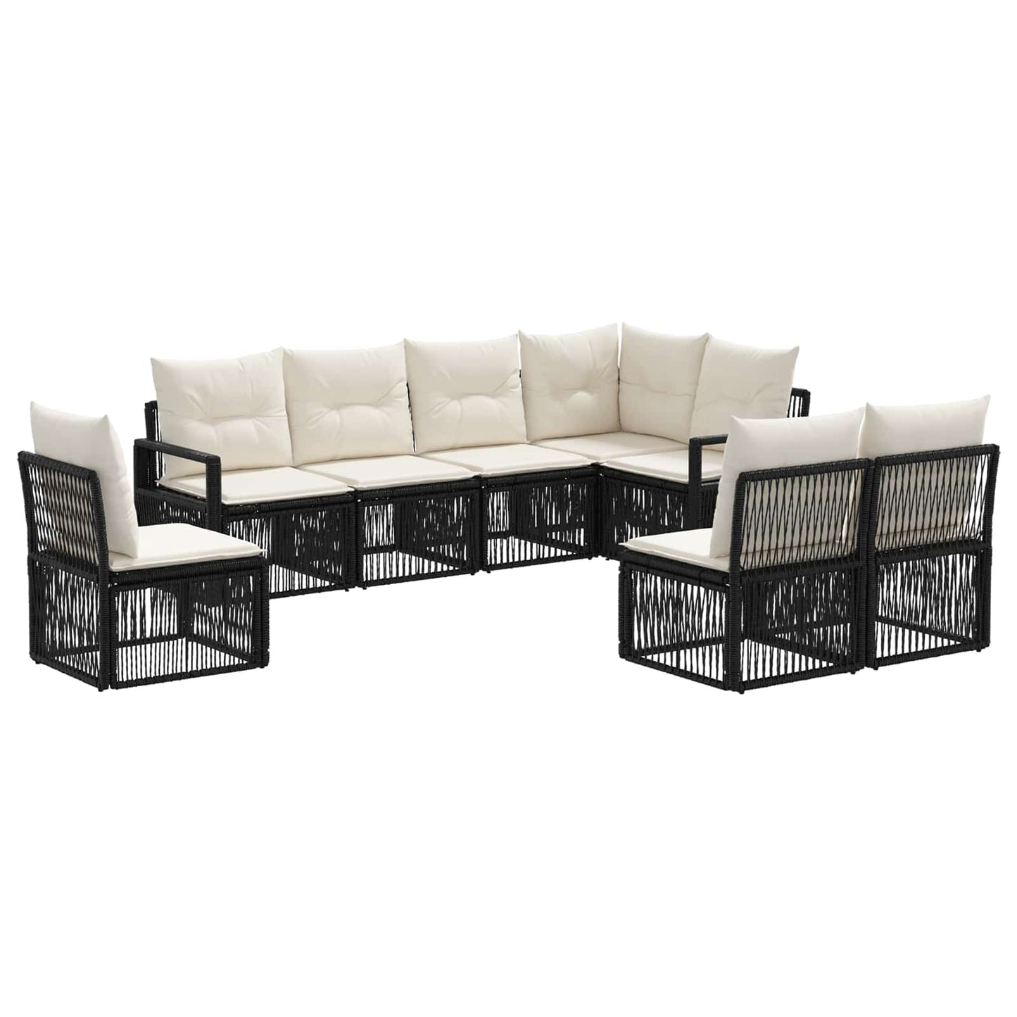 Gartensofa-set 8 stk. Schwarz Poly-Rattan