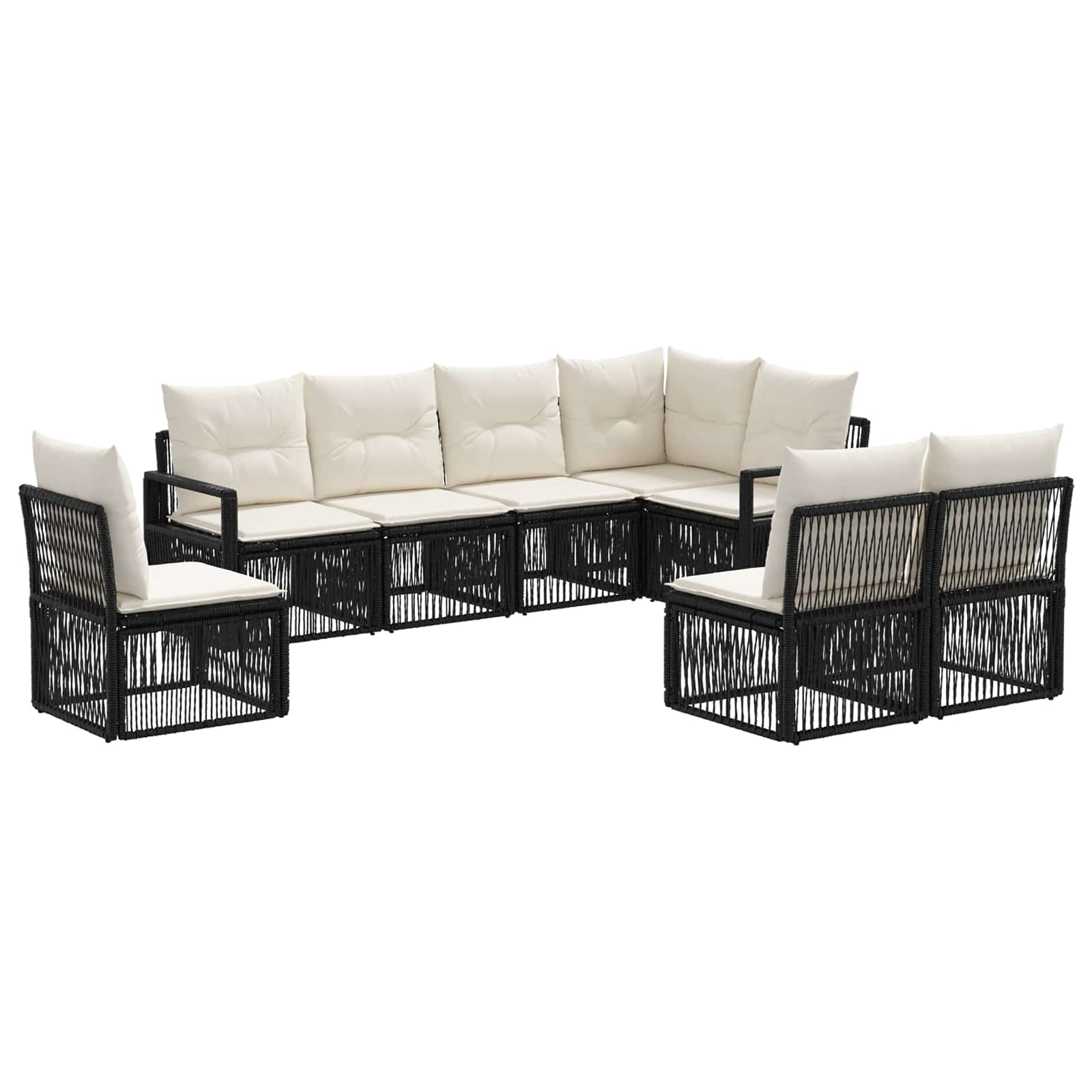 Gartensofa-set 8 stk. Schwarz Poly-Rattan