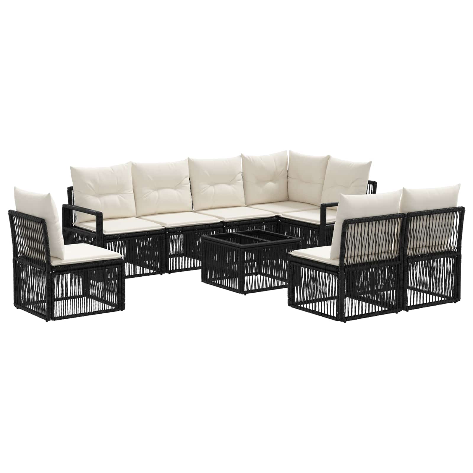 Gartensofa-set 9 stk. Schwarz Poly-Rattan