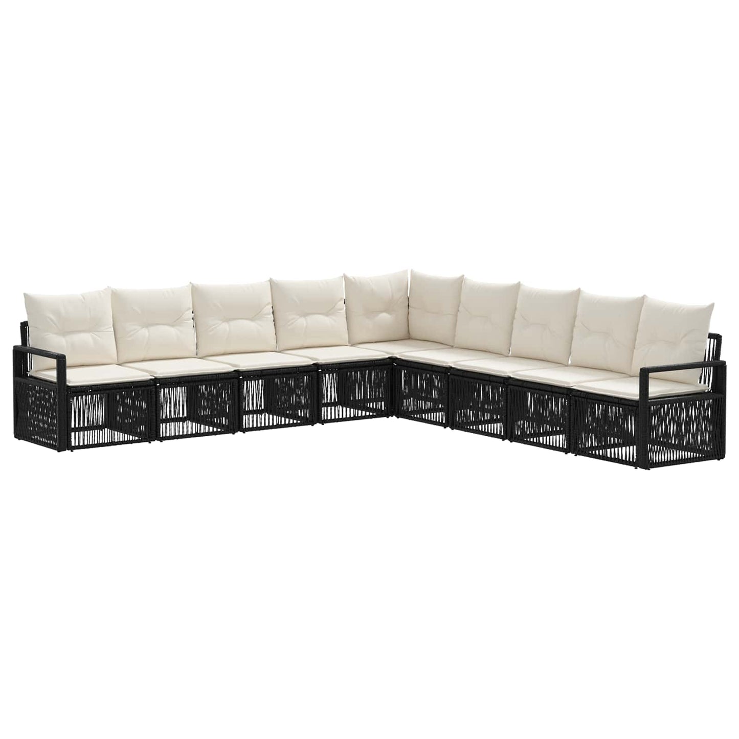 Gartensofa-set 9 stk. Schwarz Poly-Rattan