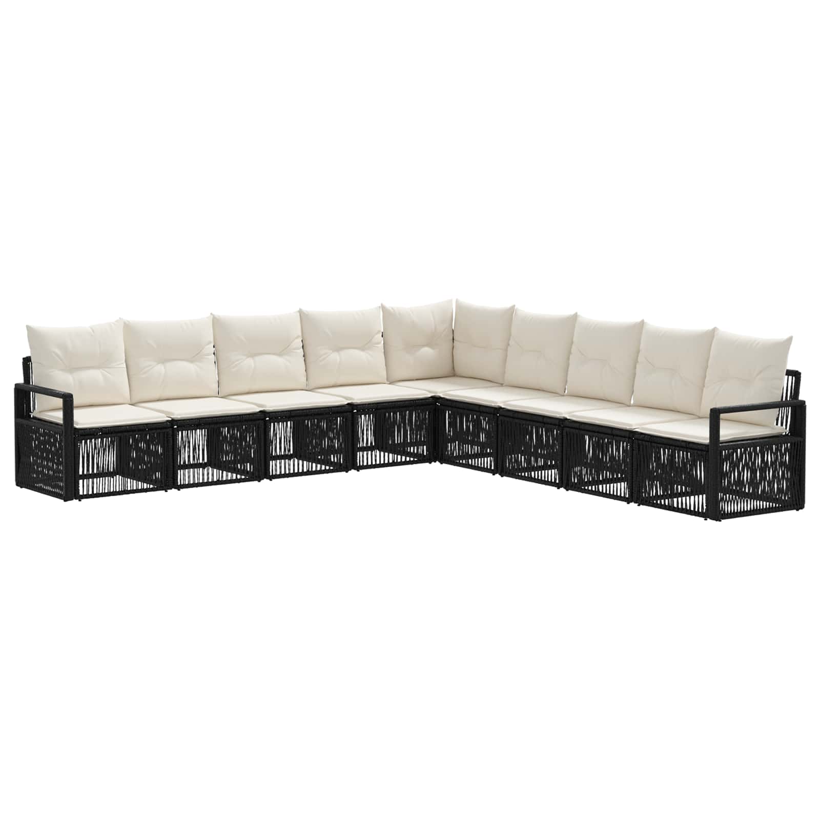 Gartensofa-set 9 stk. Schwarz Poly-Rattan