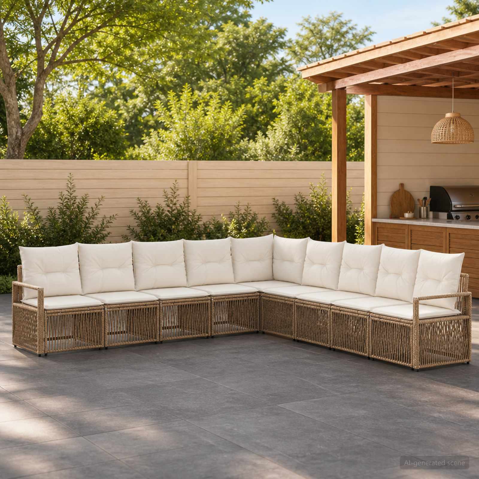 Gartensofa-set 9 pcs Beige Poly-Rattan