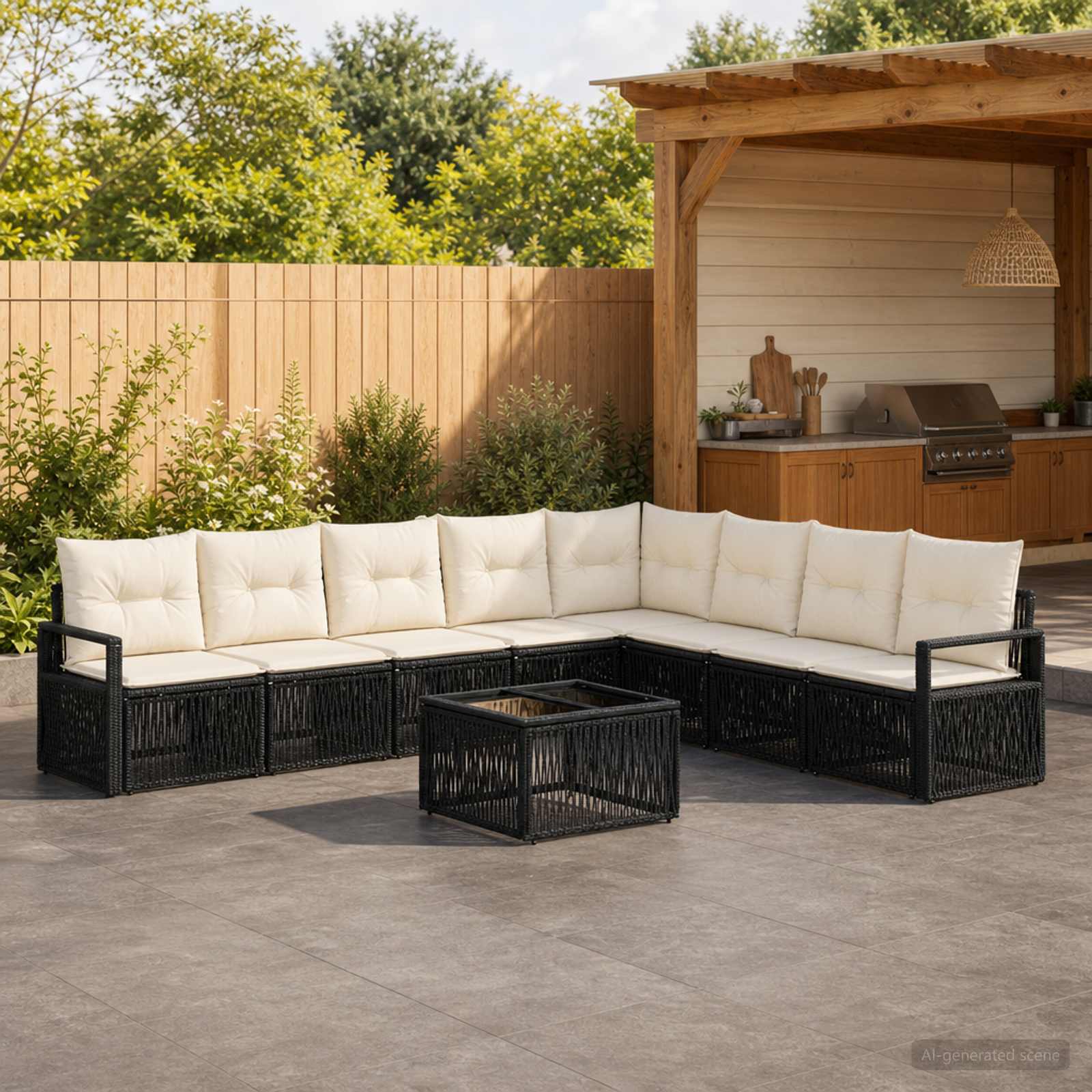 Gartensofa-set 10 stk. Schwarz Poly-Rattan