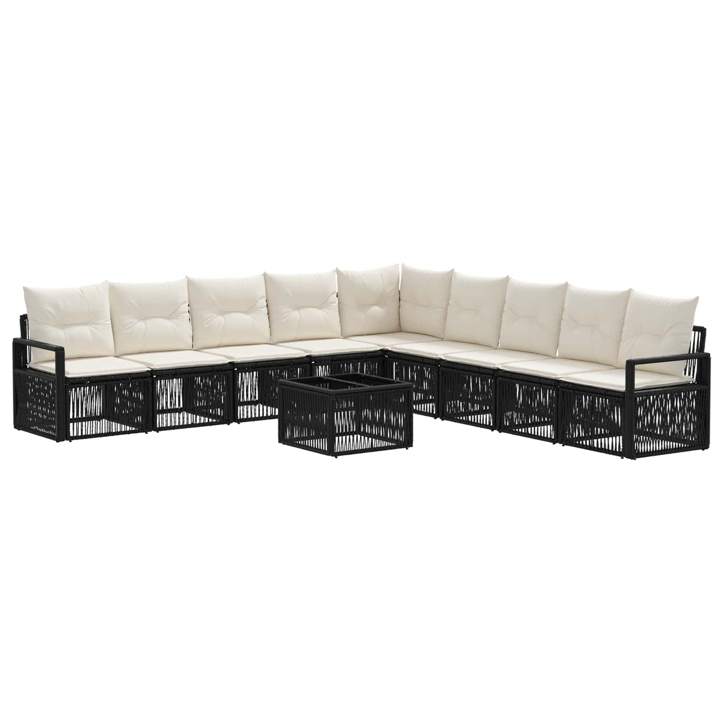 Gartensofa-set 10 stk. Schwarz Poly-Rattan
