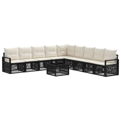 Gartensofa-set 10 stk. Schwarz Poly-Rattan