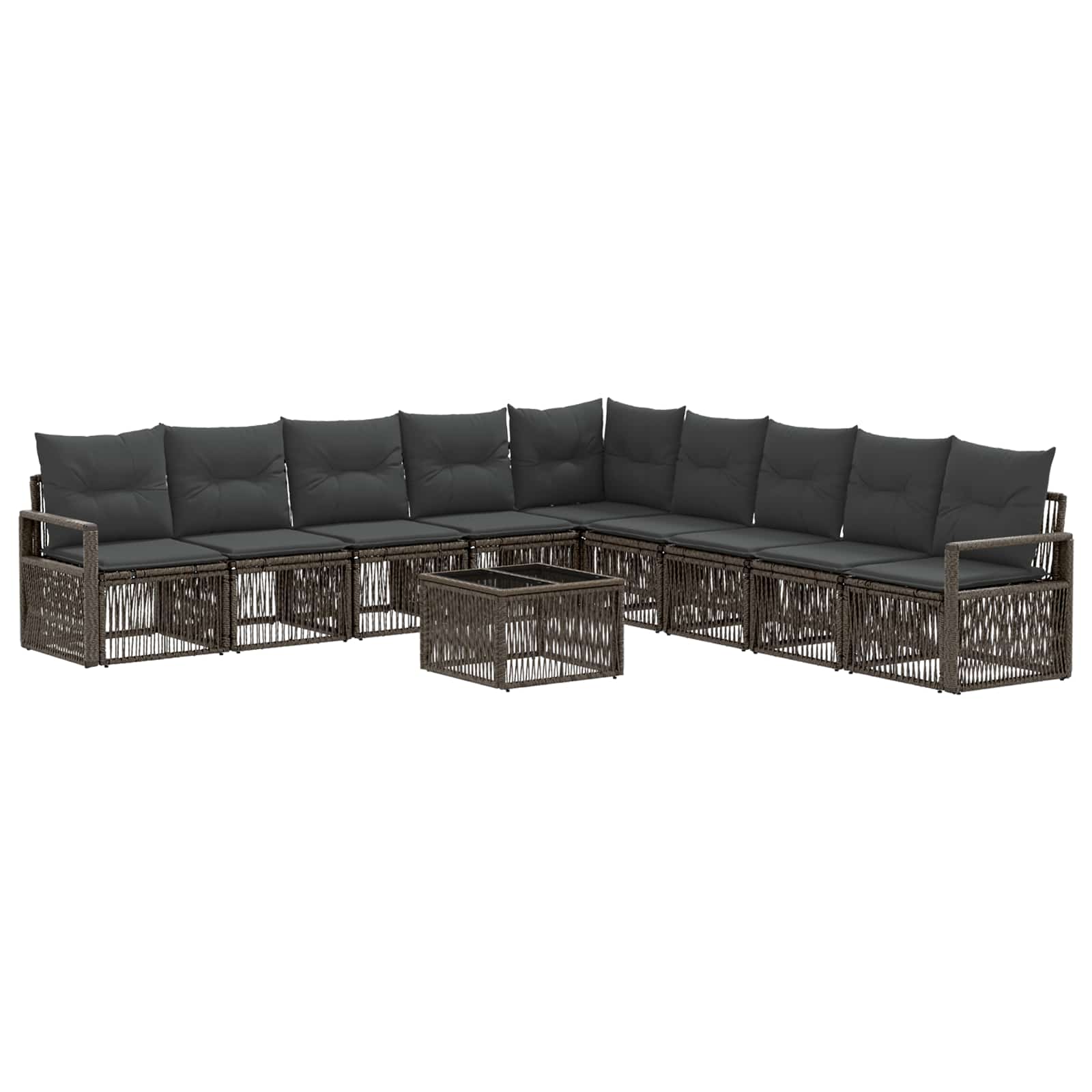 Gartensofa-set 10 stk. Grau Poly-Rattan