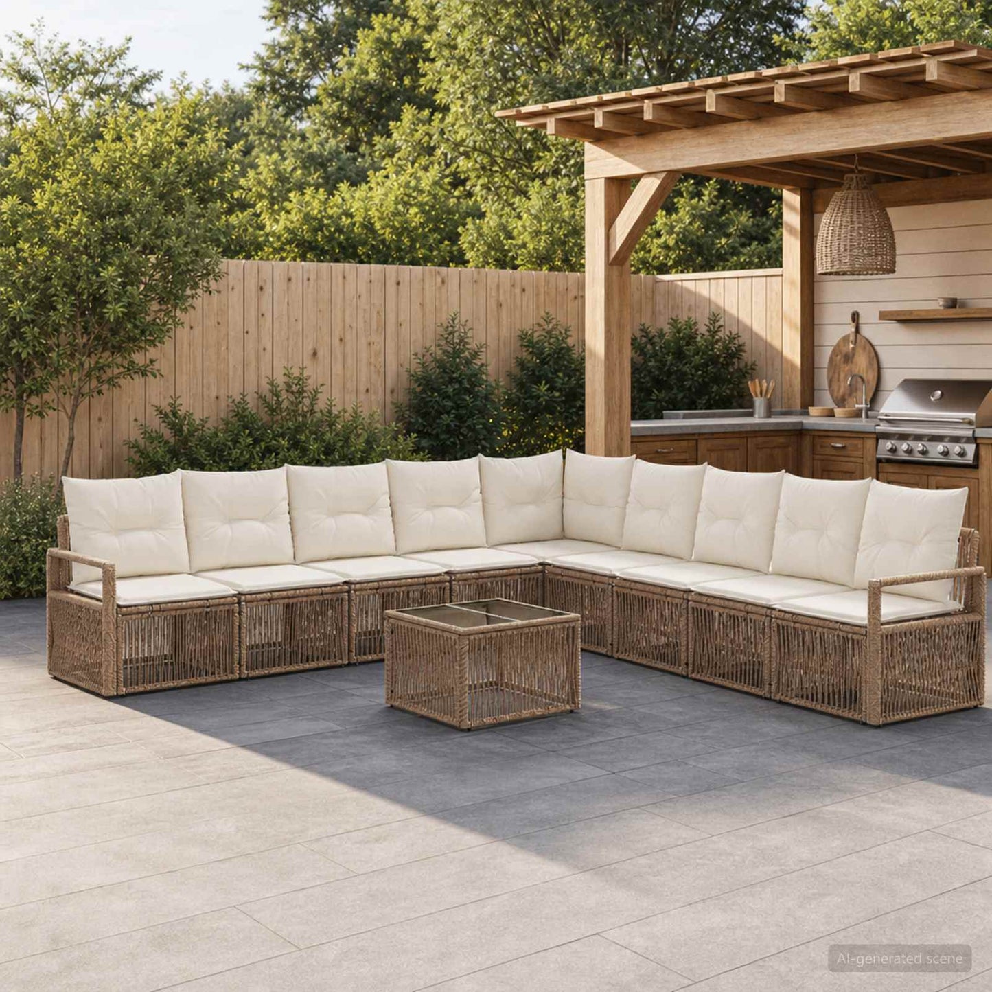 Gartensofa-set 10 pcs Beige Poly-Rattan