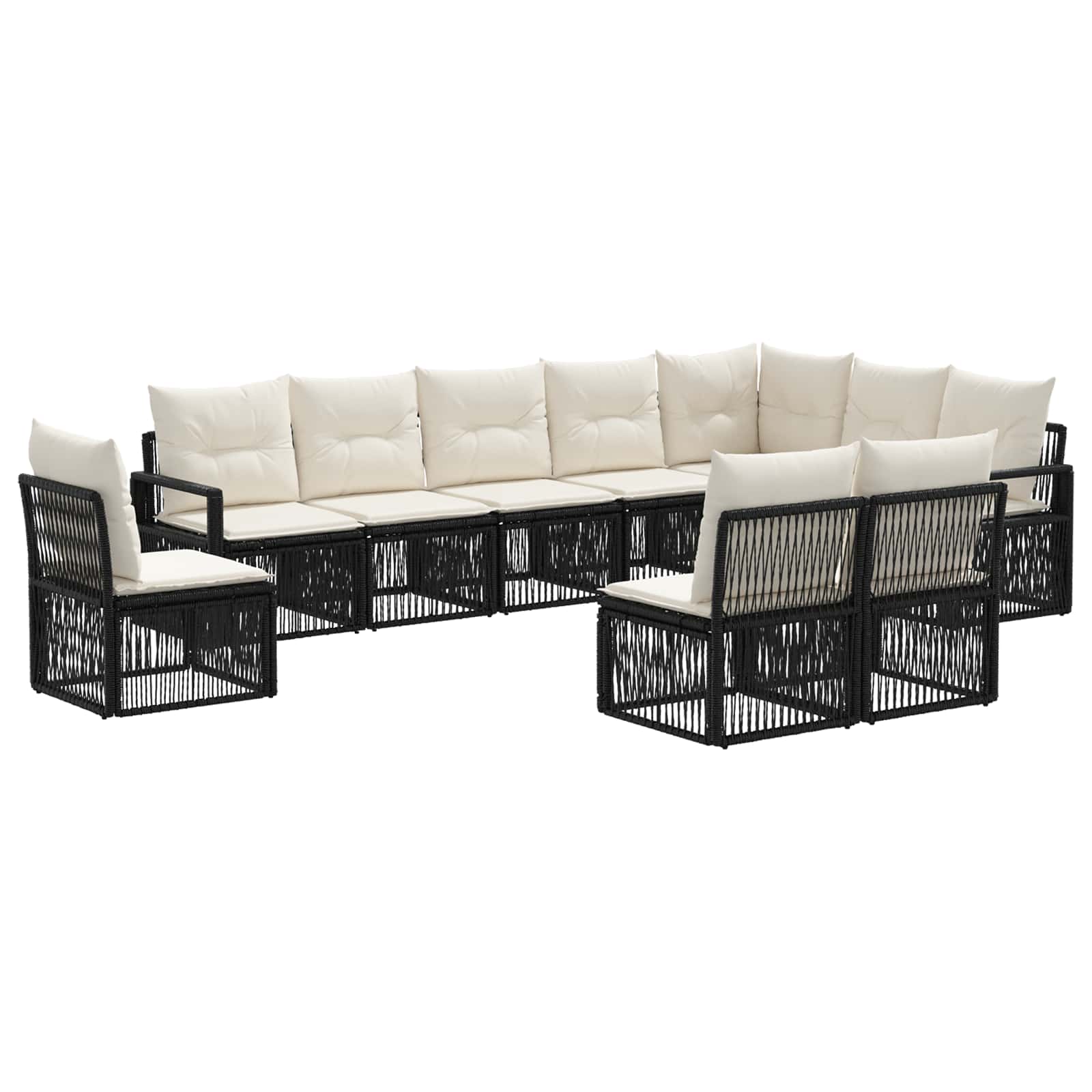 Gartensofa-set 10 stk. Schwarz Poly-Rattan