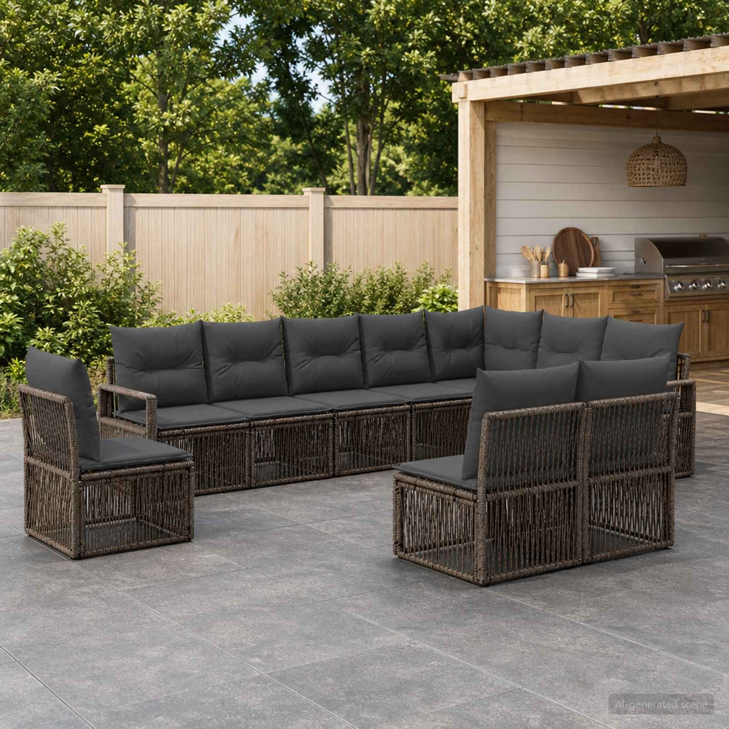 Gartensofa-set 10 pcs Grau Poly-Rattan