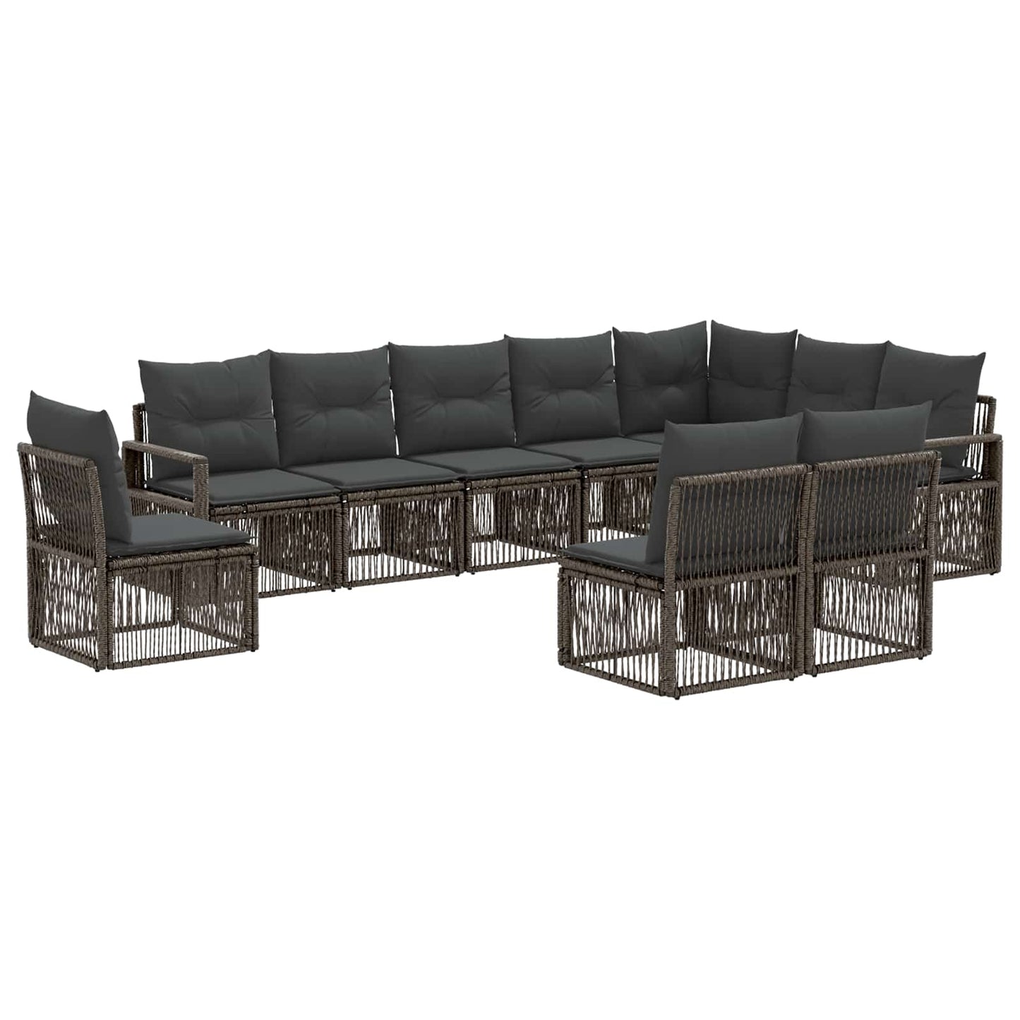 Gartensofa-set 10 pcs Grau Poly-Rattan