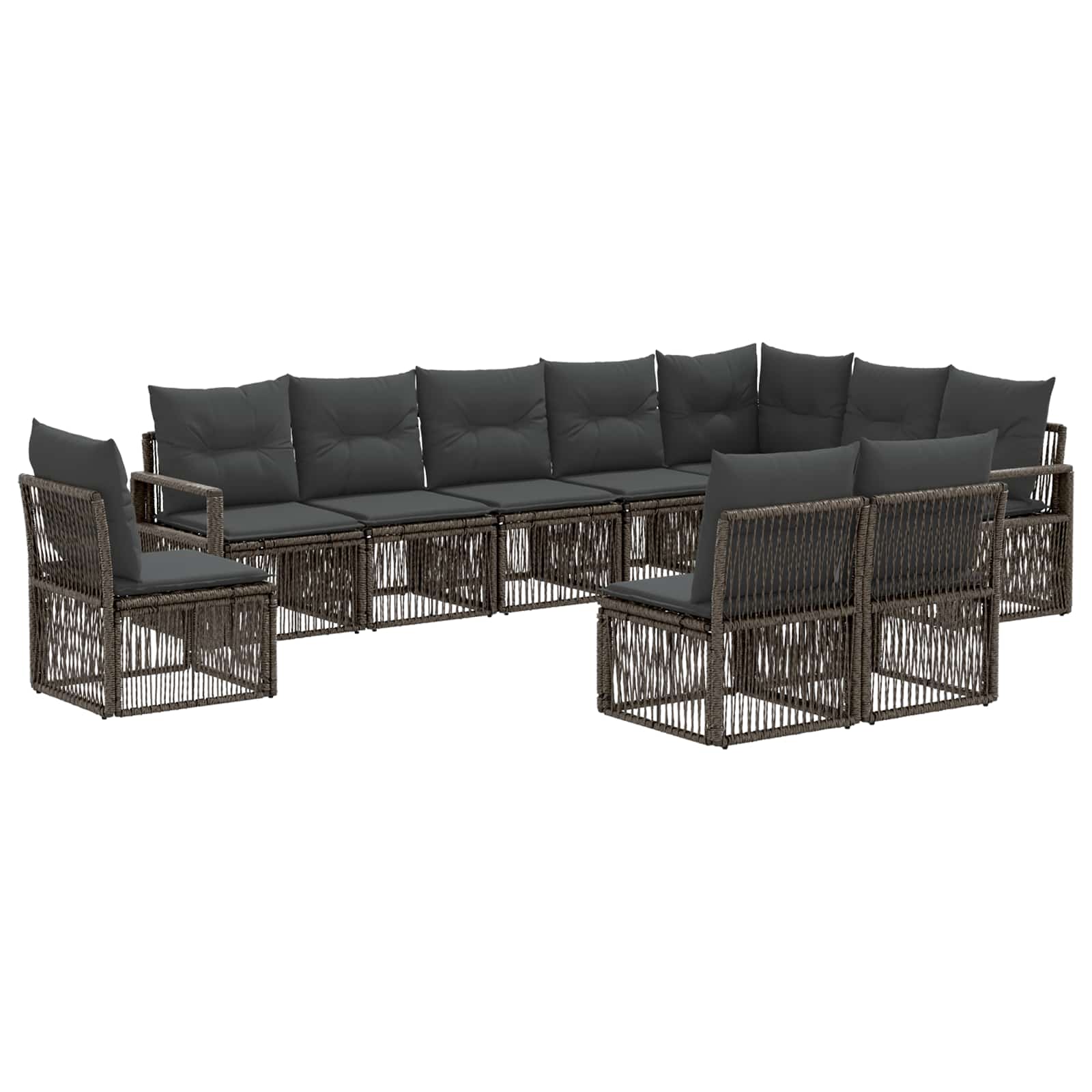Gartensofa-set 10 pcs Grau Poly-Rattan