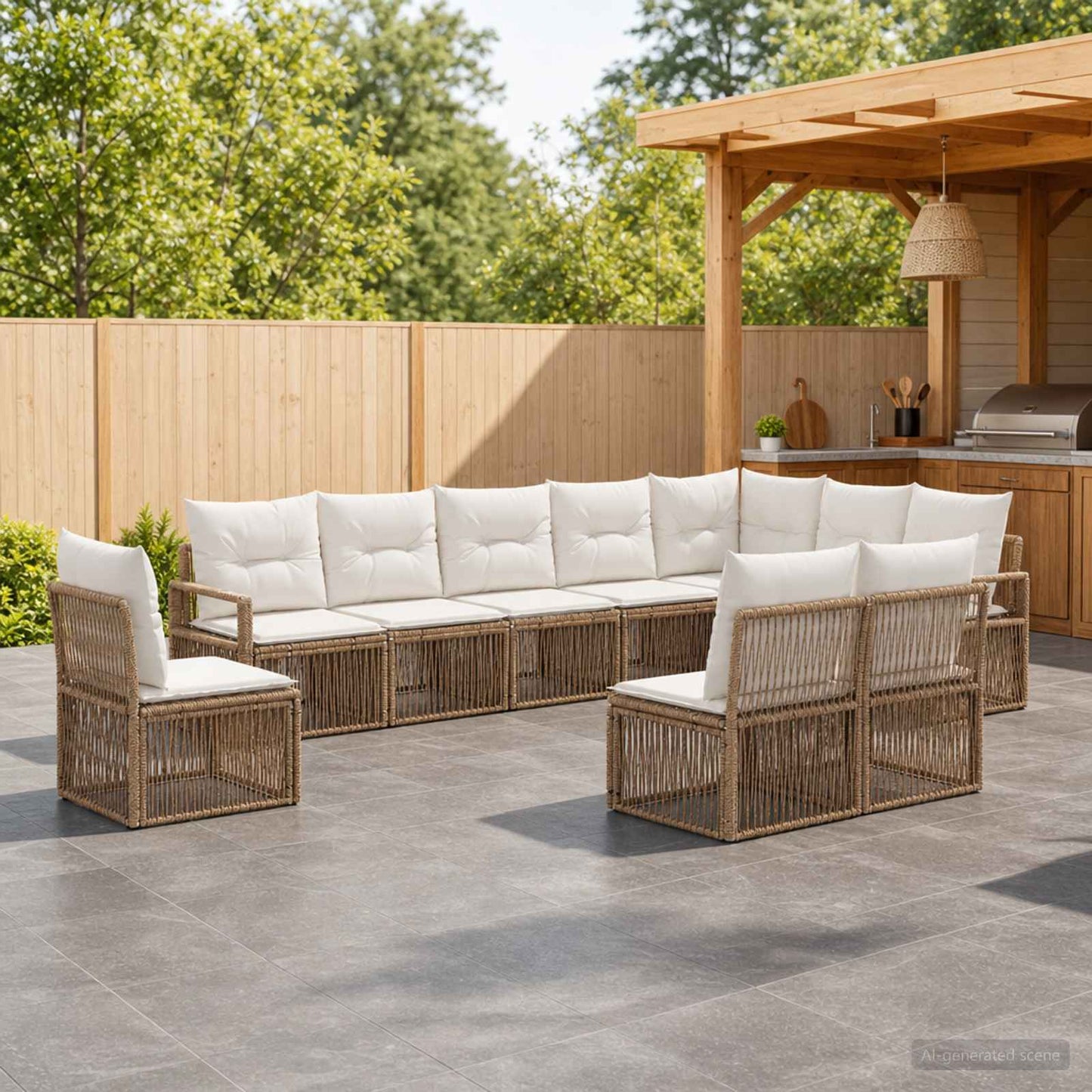 Gartensofa-set 10 pcs Beige Poly-Rattan