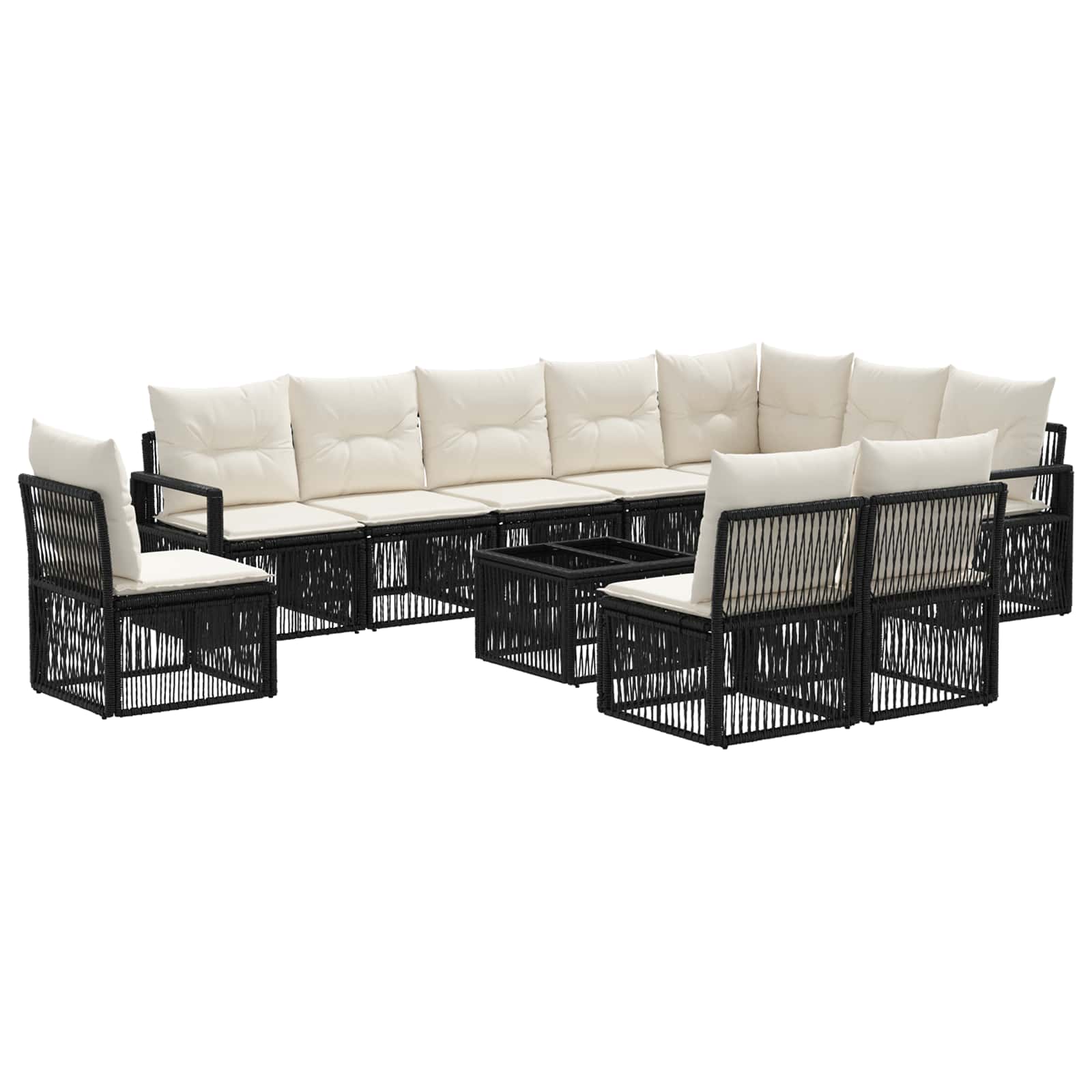 Gartensofa-set 11 stk. Schwarz Poly-Rattan