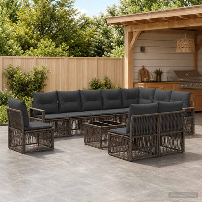 Gartensofa-set 11 stk. Grau Poly-Rattan