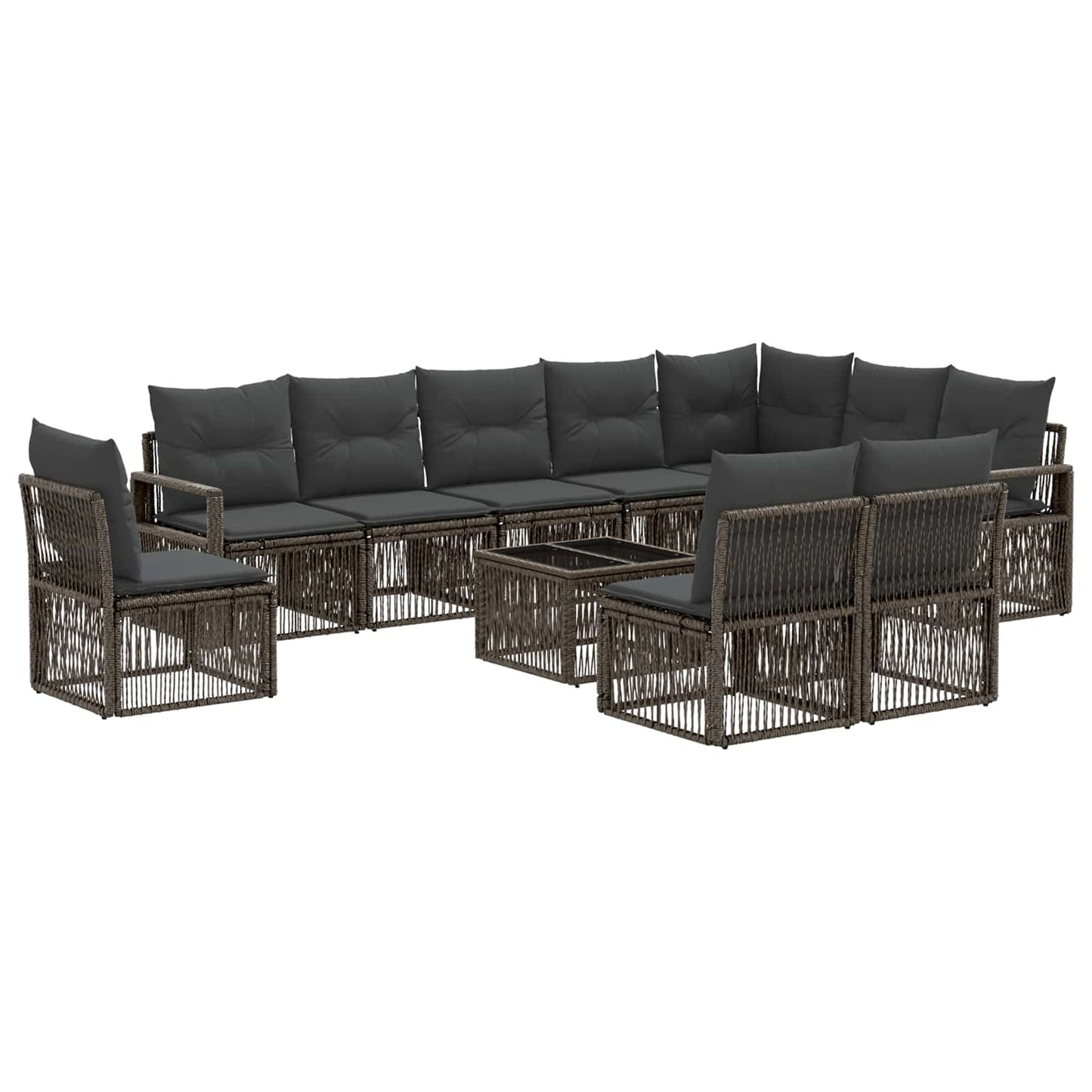 Gartensofa-set 11 stk. Grau Poly-Rattan