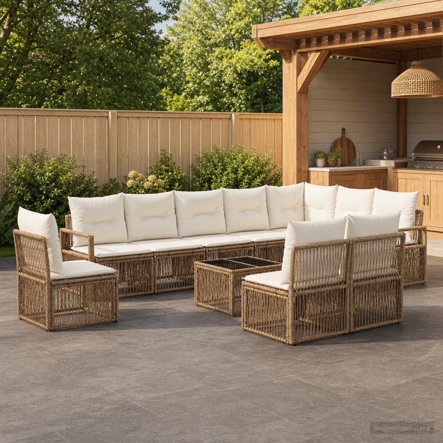 Gartensofa-set 11 pcs Beige Poly-Rattan