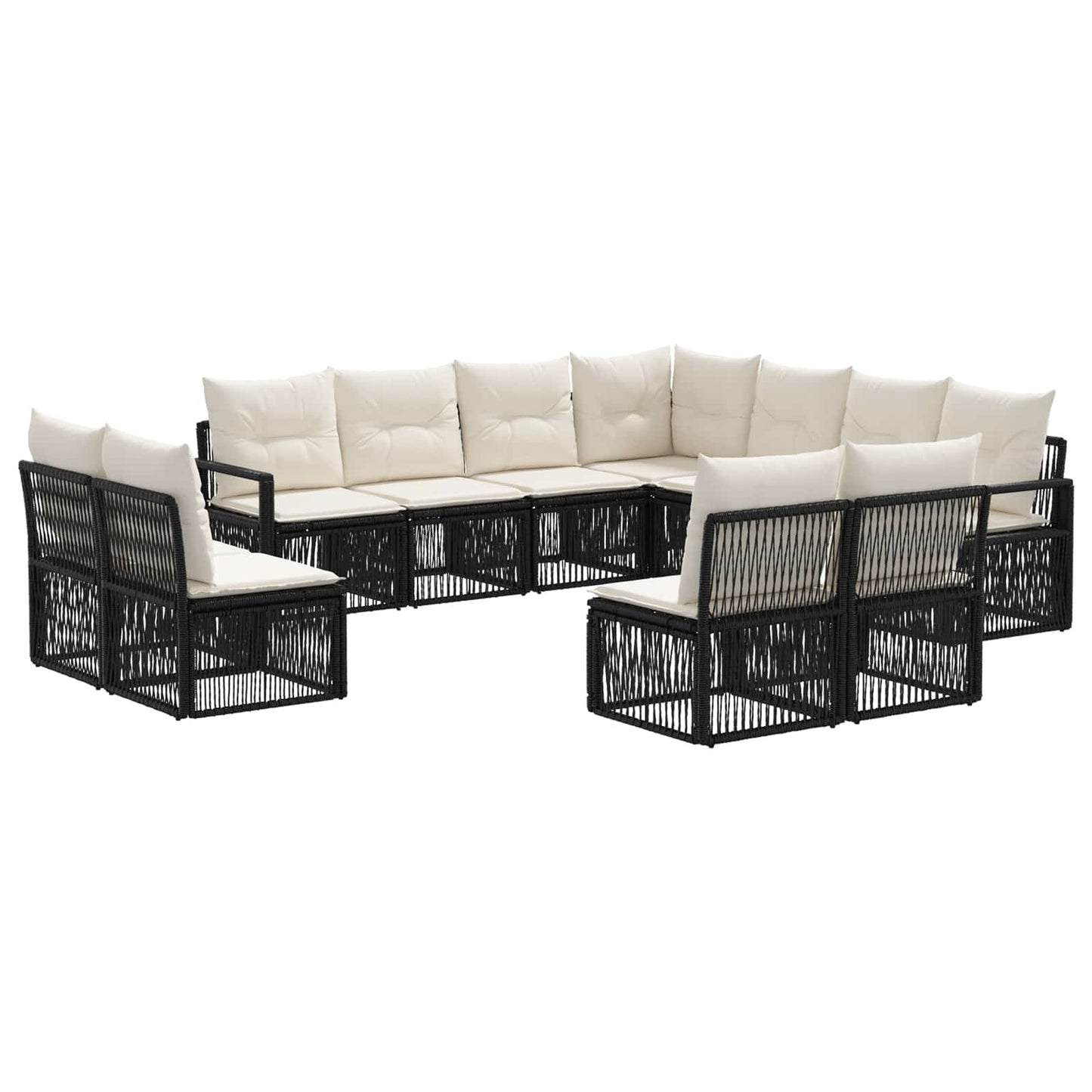 Gartensofa-set 11 pcs Schwarz Poly-Rattan