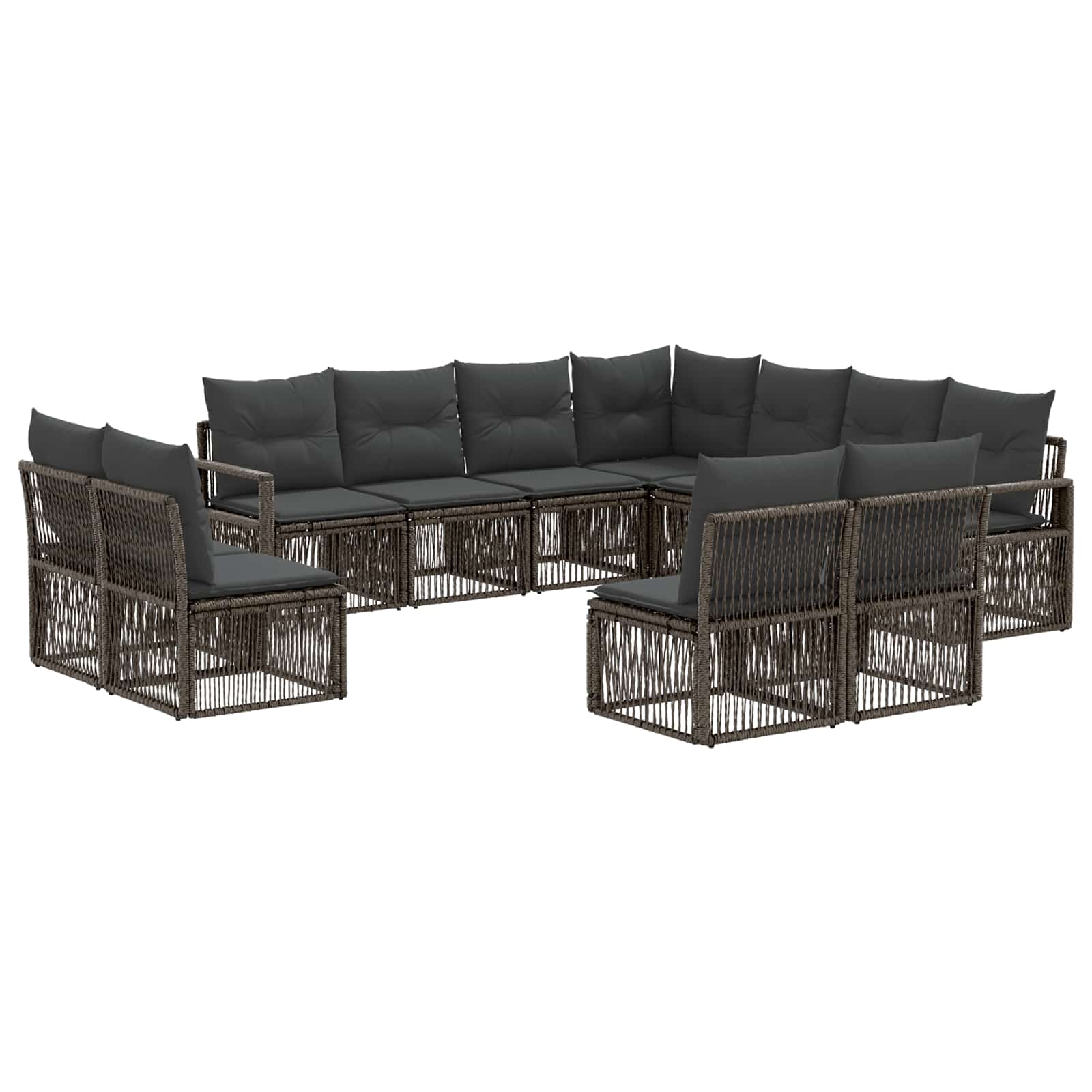 Gartensofa-set 11 stk. Grau Poly-Rattan