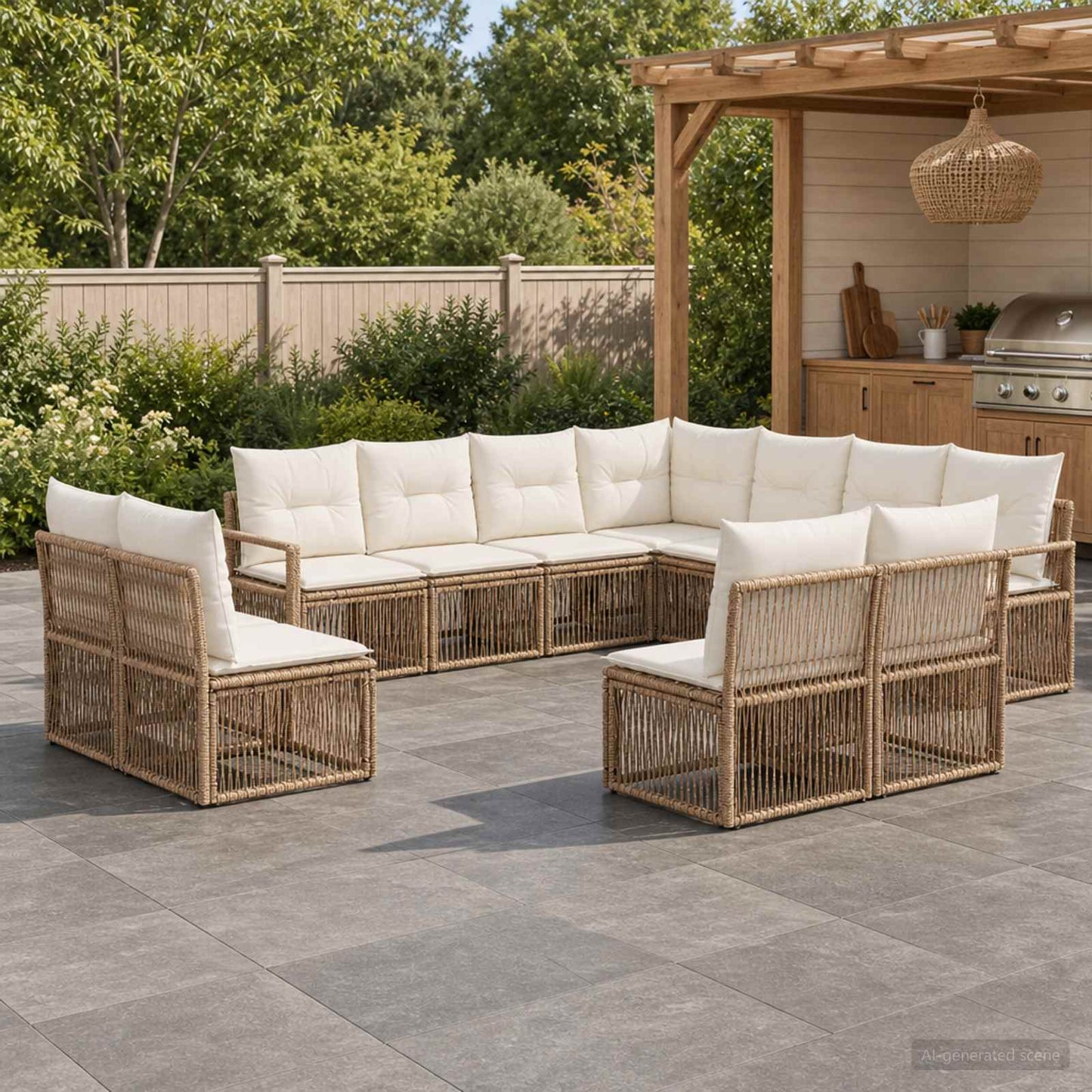 Gartensofa-set 11 pcs Beige Poly-Rattan