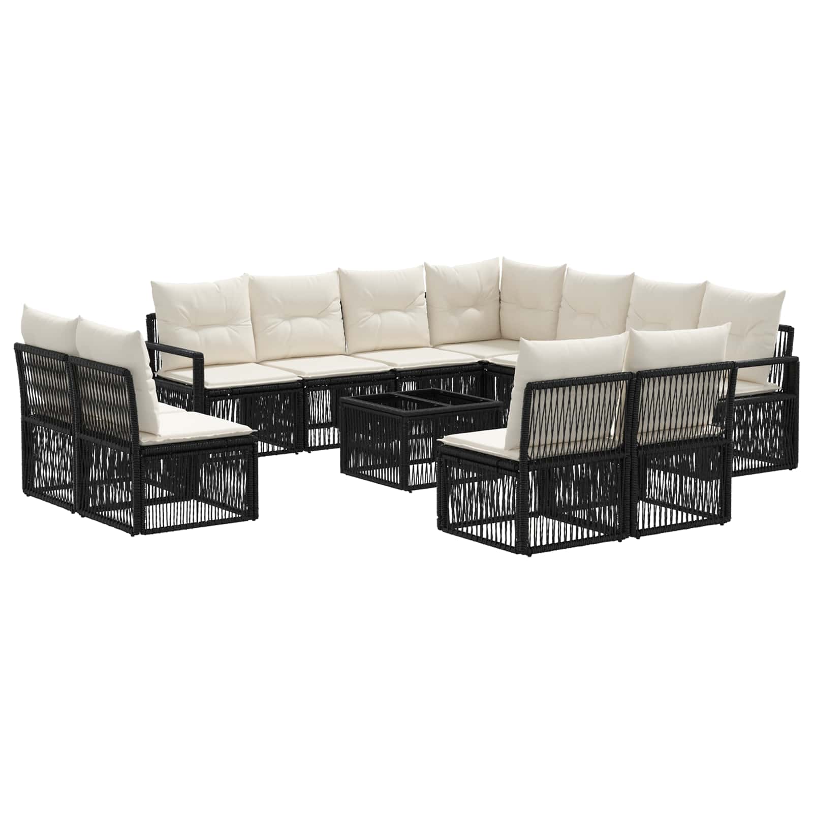 Gartensofa-set 12 pcs Schwarz Poly-Rattan