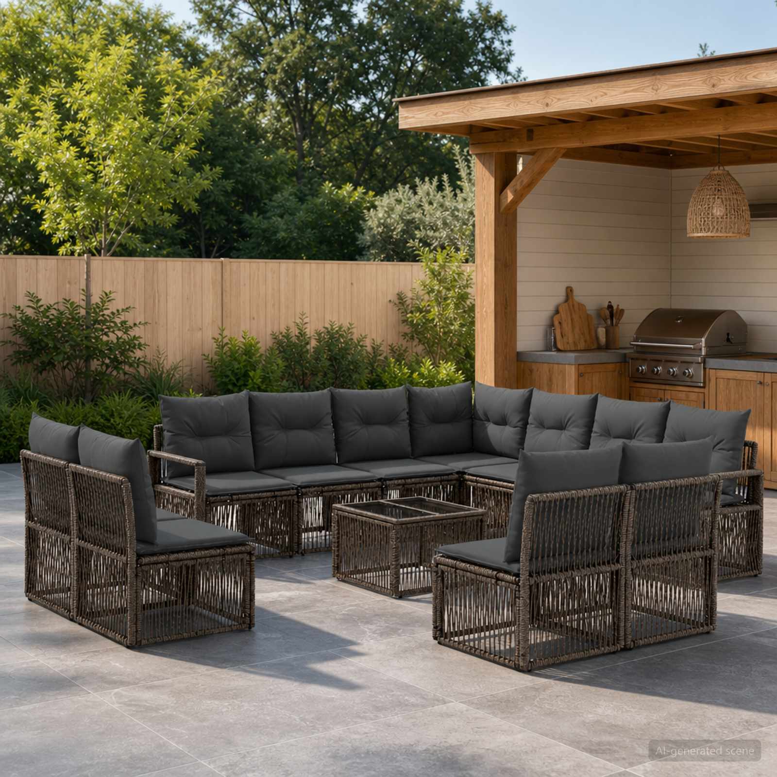 Gartensofa-set 12 stk. Grau Poly-Rattan