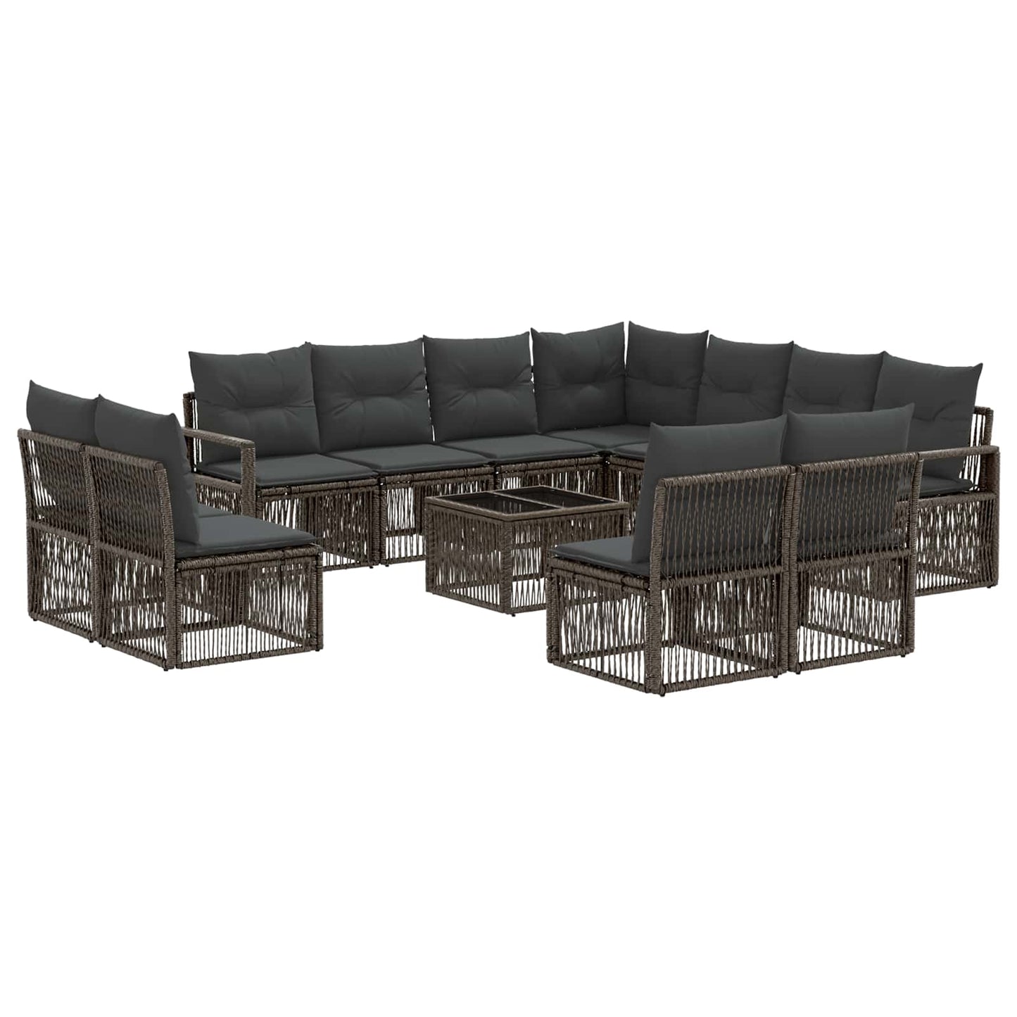 Gartensofa-set 12 stk. Grau Poly-Rattan