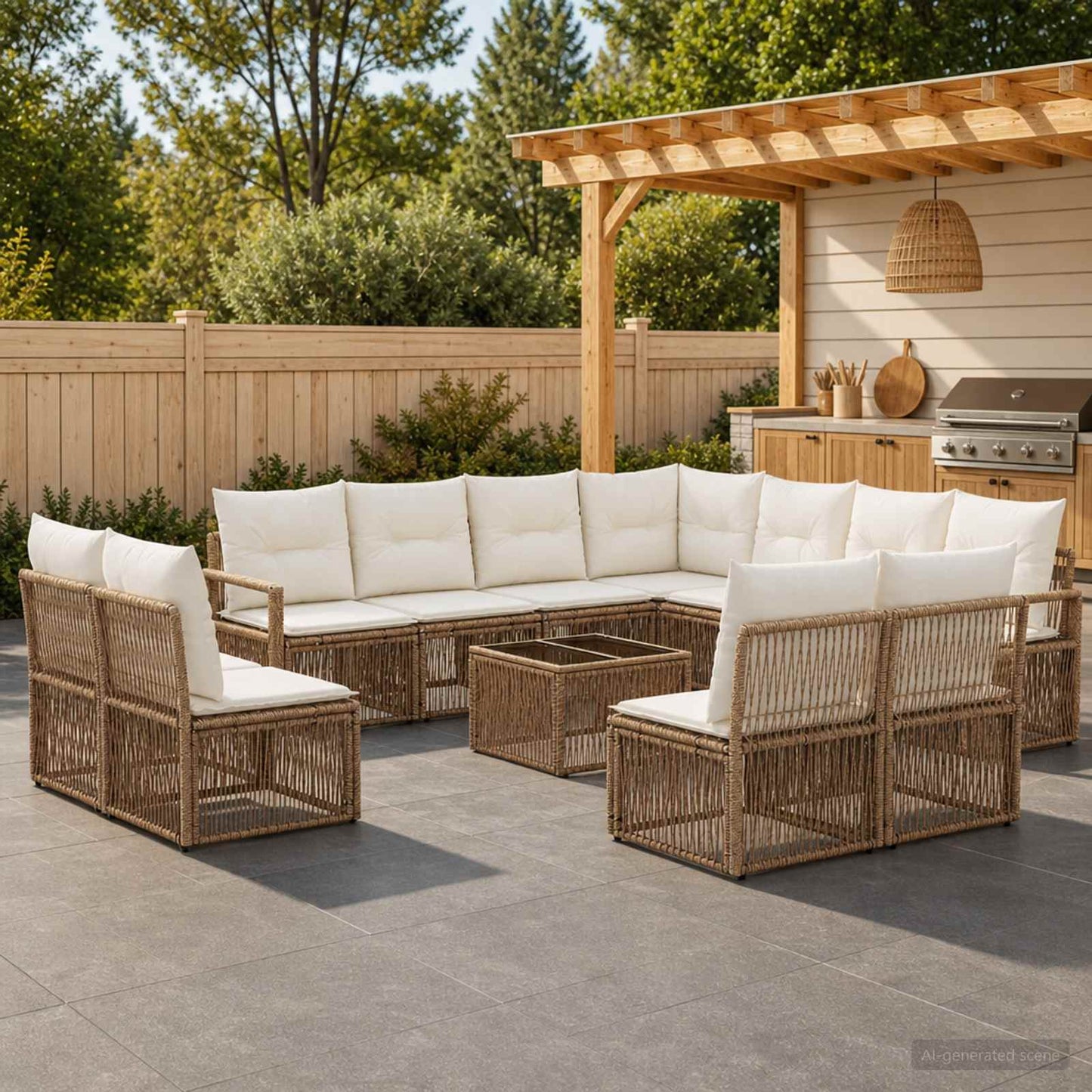 Gartensofa-set 12 pcs Beige Poly-Rattan