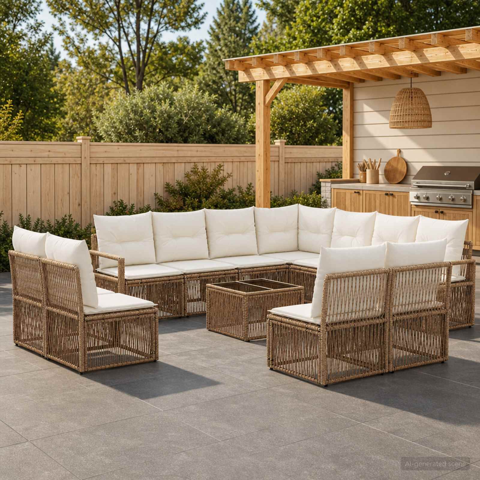 Gartensofa-set 12 pcs Beige Poly-Rattan