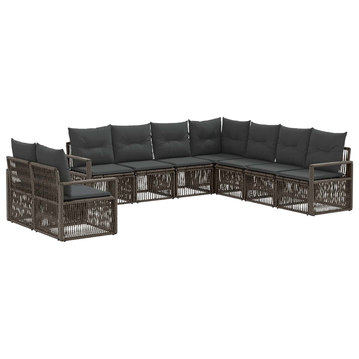 Gartensofa-set 9 pcs Grau Poly-Rattan