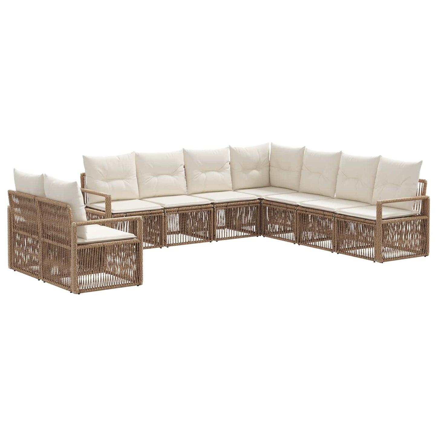 Gartensofa-set 9 pcs Beige Poly-Rattan