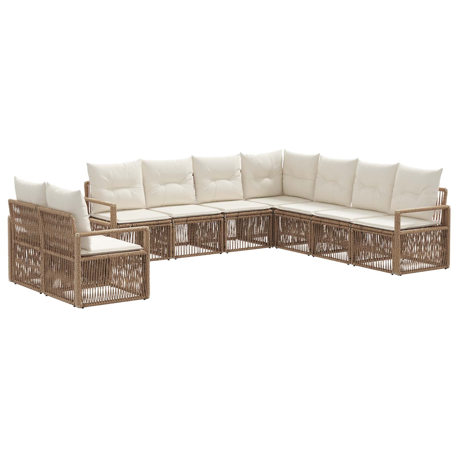 Gartensofa-set 9 pcs Beige Poly-Rattan