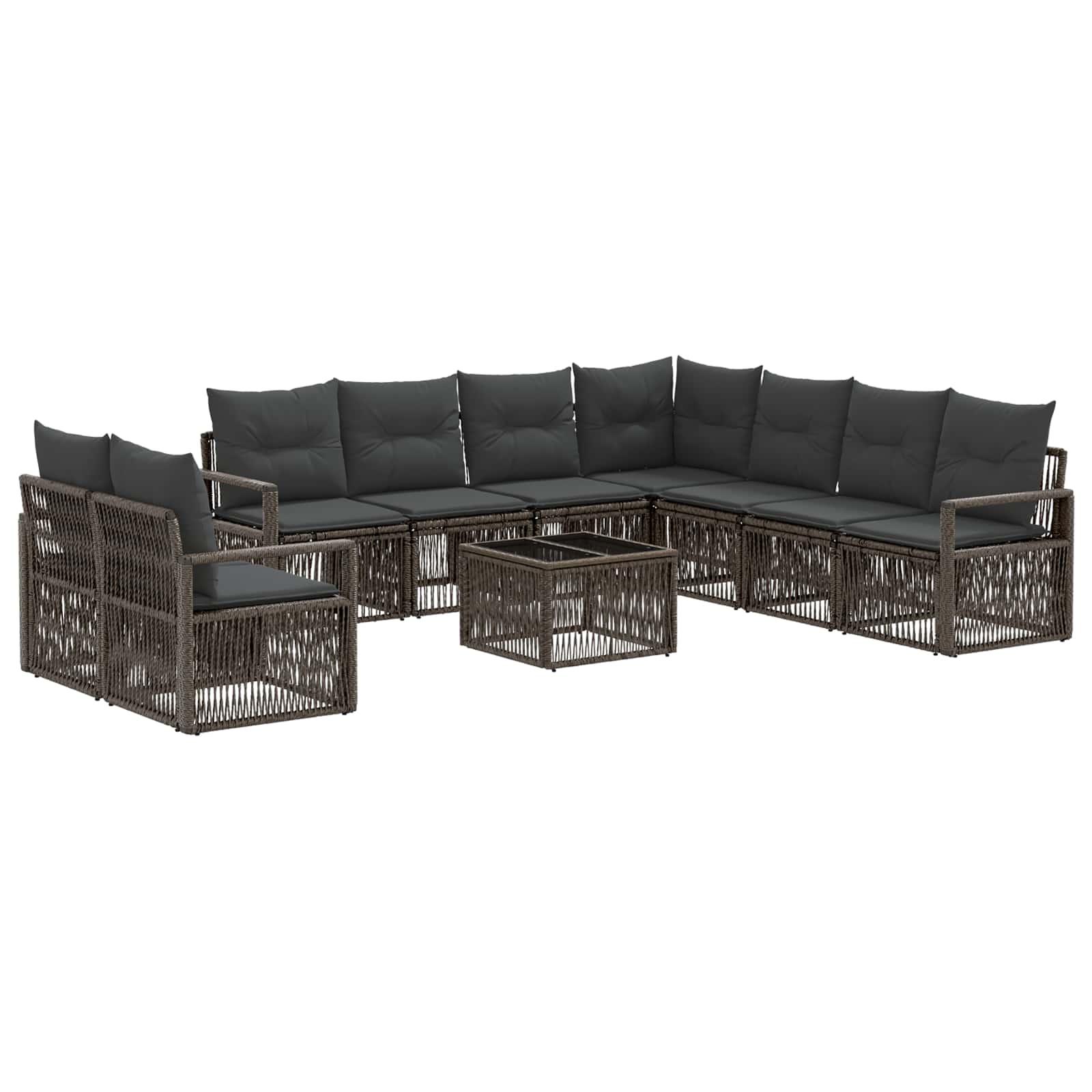 Gartensofa-set 10 stk. Grau Poly-Rattan