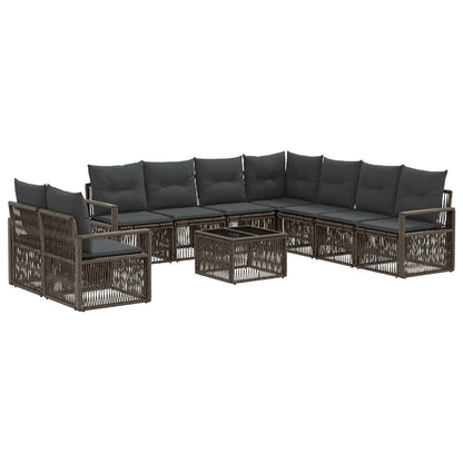 Gartensofa-set 10 stk. Grau Poly-Rattan