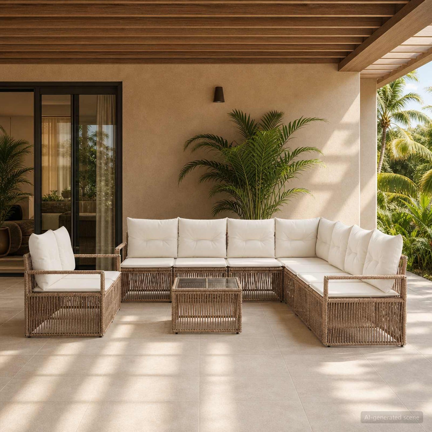 Gartensofa-set 10 pcs Beige Poly-Rattan